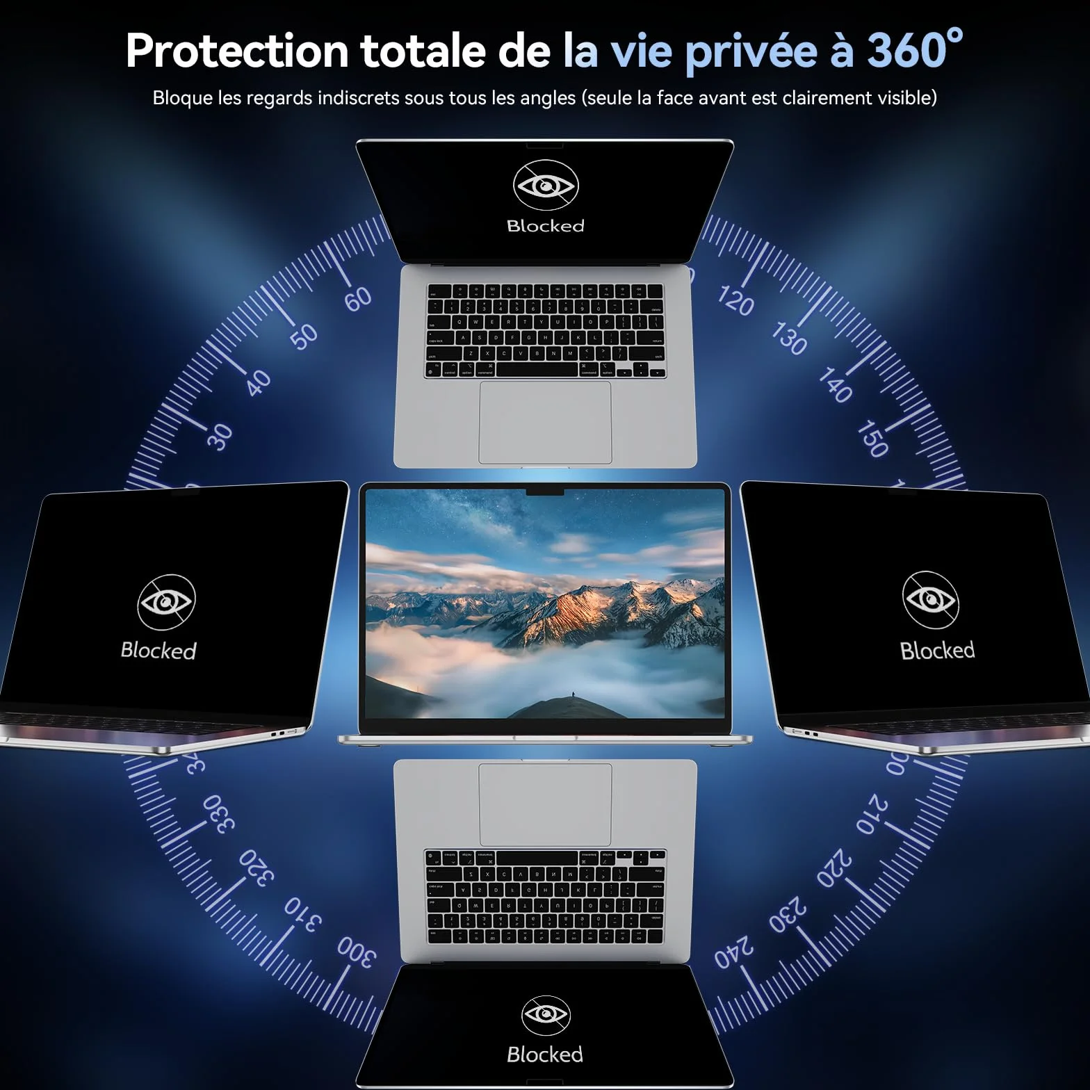 360° Filtre de Confidentialité pour MacBook Air 15 Pouces M5 2026 / M4 2025 / M3 2024 / M2 2023,Filtre Anti Espion Protection Ecran,Laptop Privacy Screen pour Mac 15