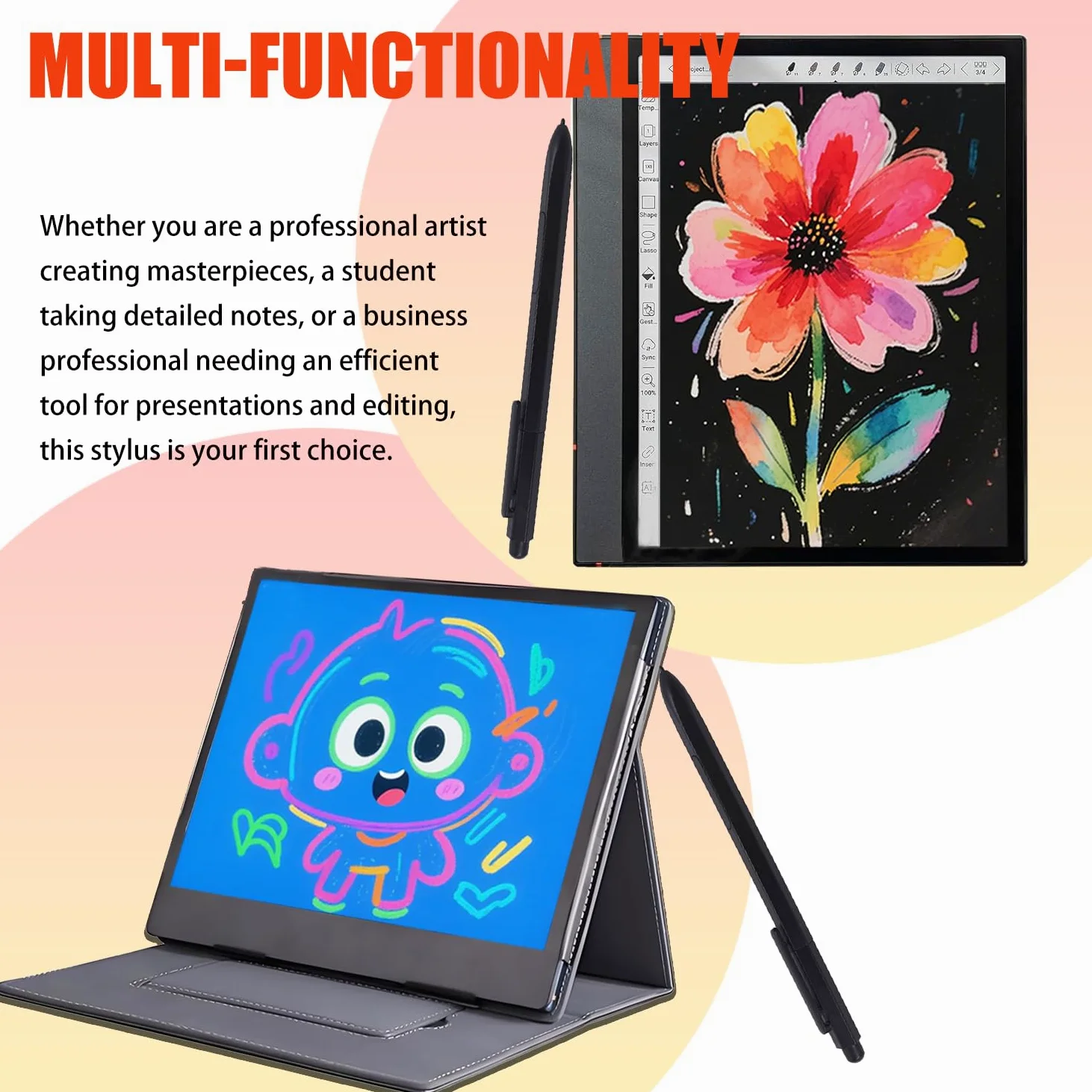 4096 Stylet avec gomme pour BOOX Pen 2/3 compatible avec Note Air 3C, 3B/W, Note Air 2/2 Plus et Tab Ultra C Pro pour BOOX Tablet Go 10.3