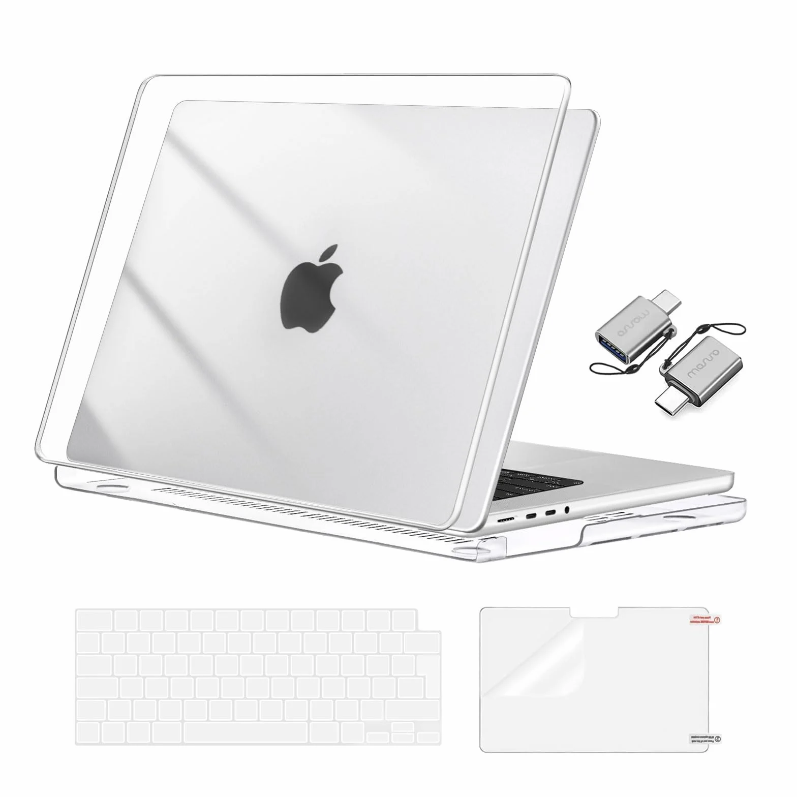 MOSISO Compatible avec MacBook Pro 16 Pouces M5 M4 M3 M2 M1 2026-2021 A3428 A3429 A3403 A3186 A2991 A2780 A2485 Pro Max,Coques Protection Plastique,Protection Clavier,Film D'écran&Type C,Transparent