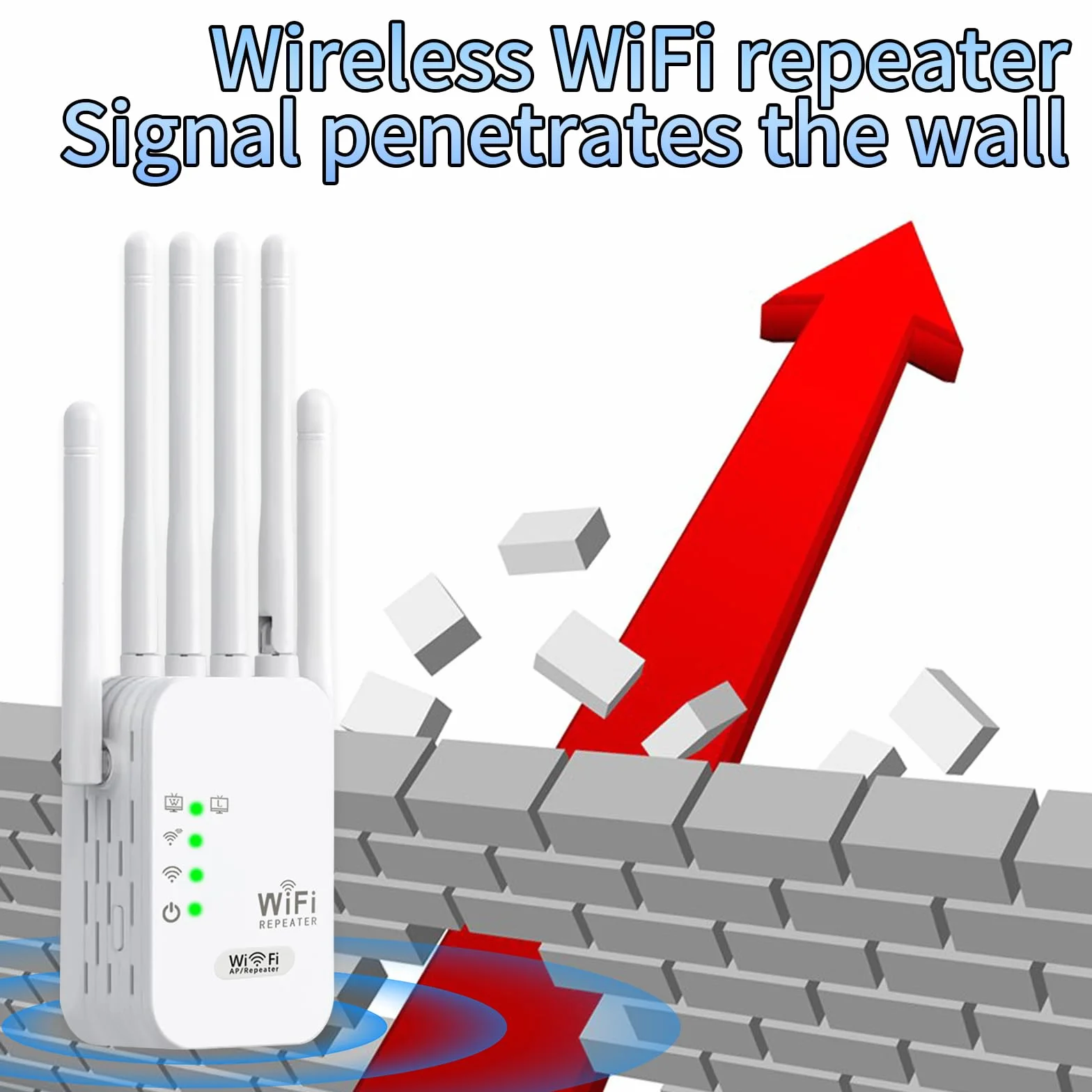Répéteur WiFi 1200Mbps Double Bande 5G/2.4GHz, Amplificateur WiFi de dernière Technologie avec 6 antennes, Couvre jusqu'à 11000 m², 2 Ports LAN, idéal pour la Maison et Le Bureau Amplificateur WiFi
