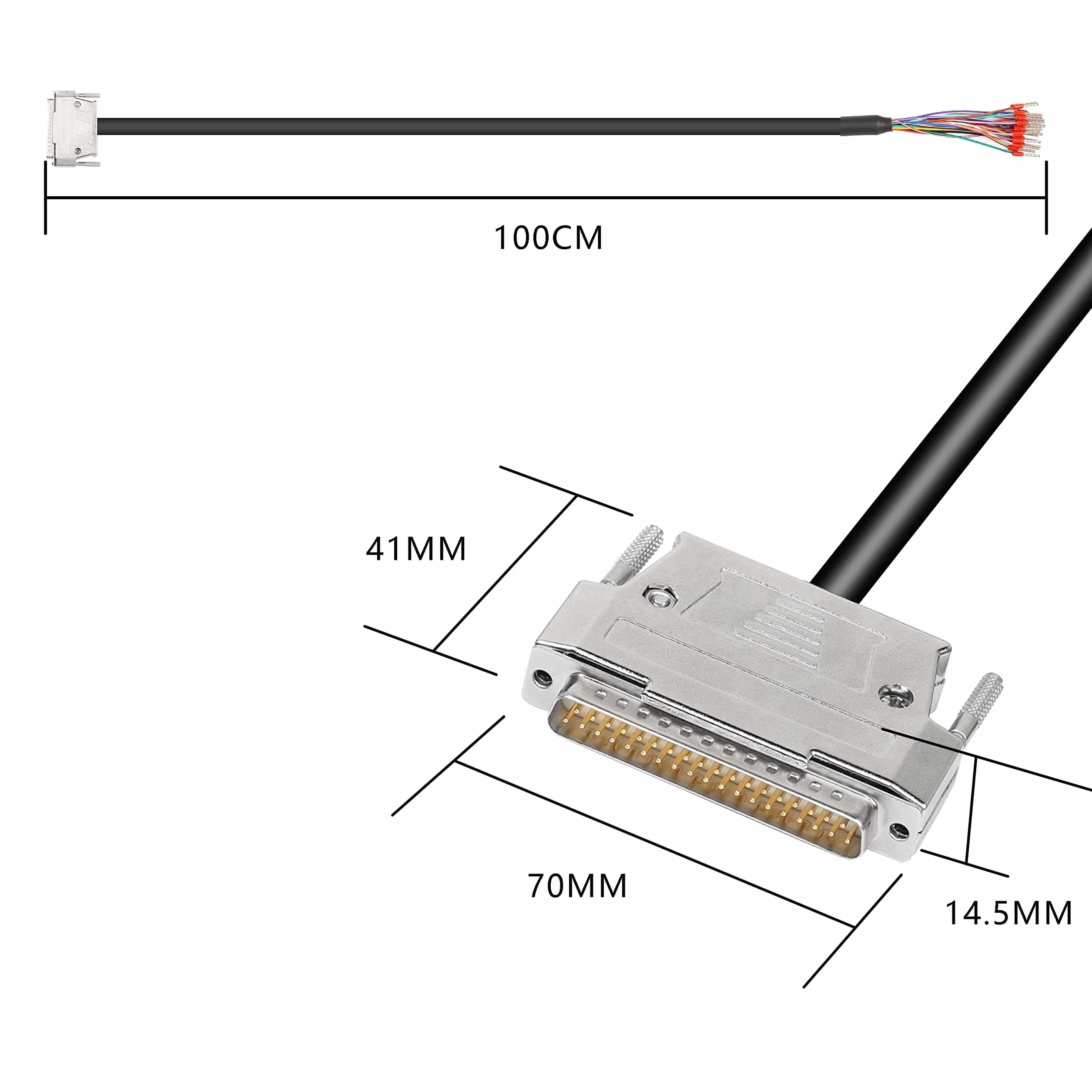 XMSJSIY Adaptateur de connecteur db37 câble d'extension série à 37 broches sans soudure câble de remplacement de prise de port à 37 broches avec fil nu - 1M (db37 mâle)
