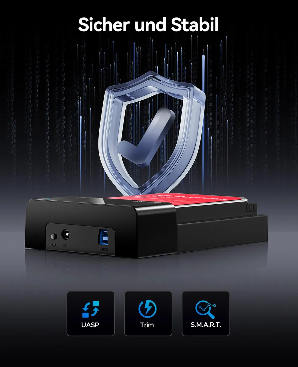 ORICO Station d'accueil Externe USB 3.0 SATA pour Disques Durs SATA 2,5/3,5 Pouces, Station d'accueil pour Disques durs 5 Gbps avec Une Capacité Maximale de 24 to [Prend en Charge UASP]