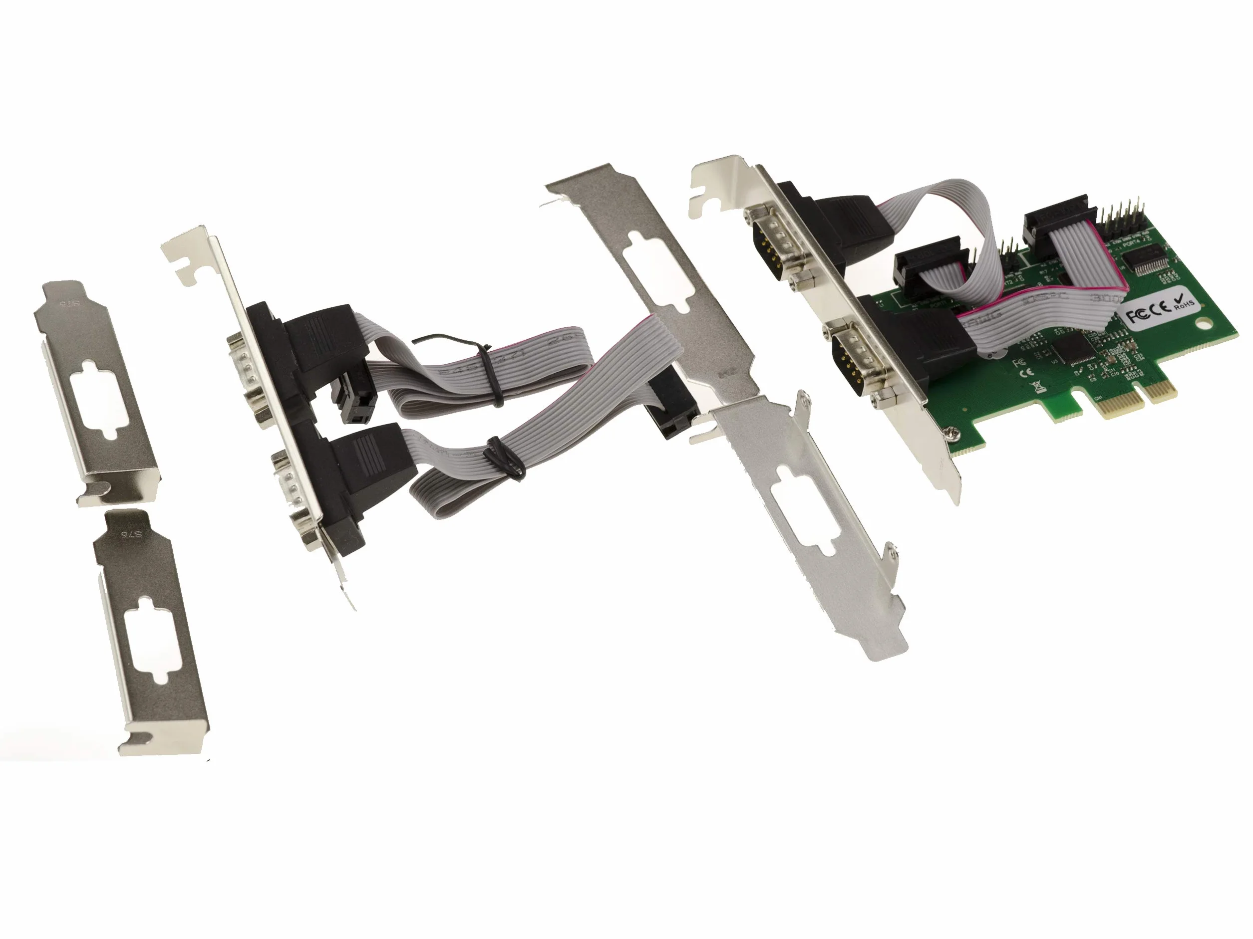 KALEA-INFORMATIQUE Carte contrôleur PCI Express PCIe Série RS232 4 Ports avec Chipset ASIX AX99100. avec équerres Low et High Profile