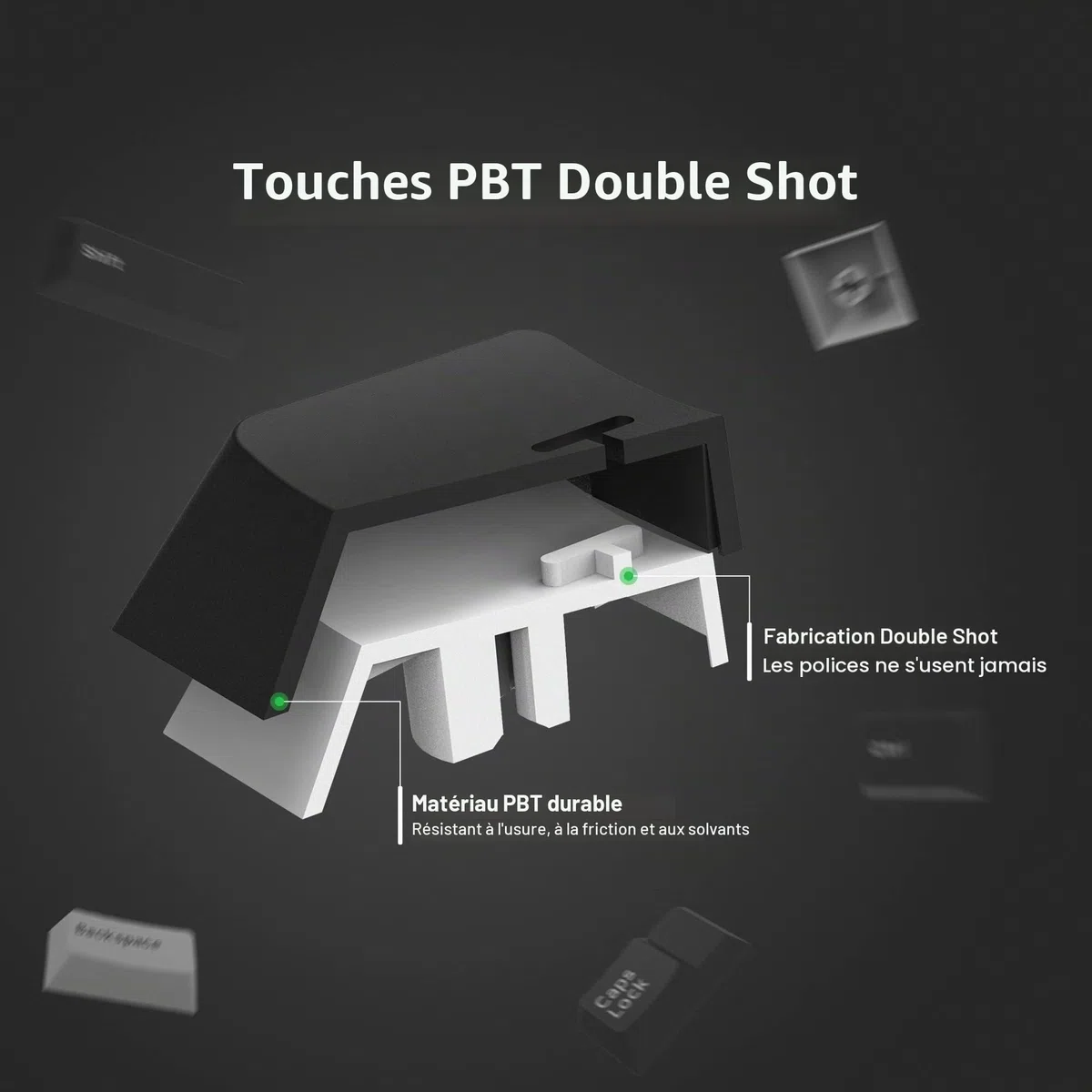 Lot de 168 touches en PBT Double Shot personnalisées, blanc sur noir, clavier mécanique avec profils Cherry pour commutateurs Cherry Gateron MX