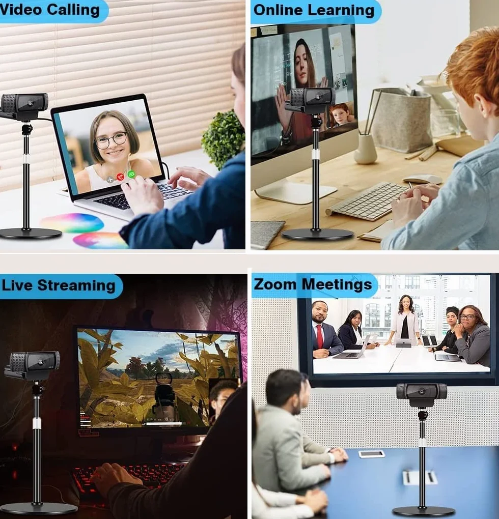 Support pour Webcam de Bureau, Support de Table Pliable pour la Logitech Brio C920 C922 C930 C925 C615 Streamcam webcams, Compatible avec Les Smartphones iPhone et Samsung