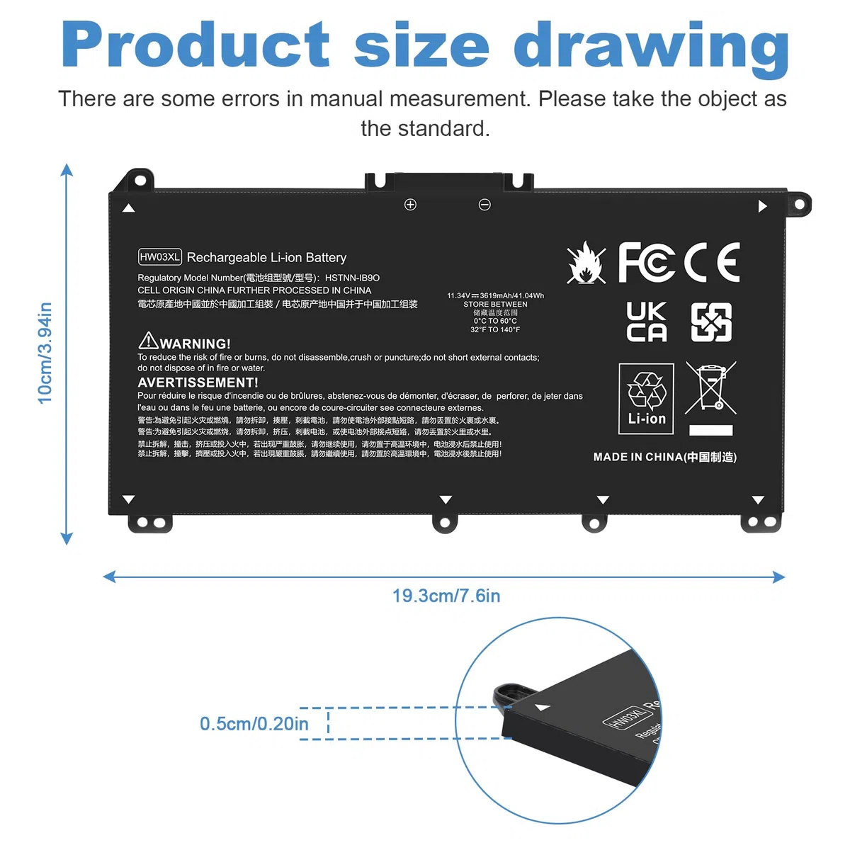 ASUNCELL HW03XL Batterie d'ordinateur Portable pour HP 255 470 G8, HP 240 245 250 255 G9 Series, Pavilion 15-EG 15-EG0000 15-EH 15-EH0000 17-CP 17-CP0000 17Z-CP0000 17-CN Series, 11.34V/41.04Wh