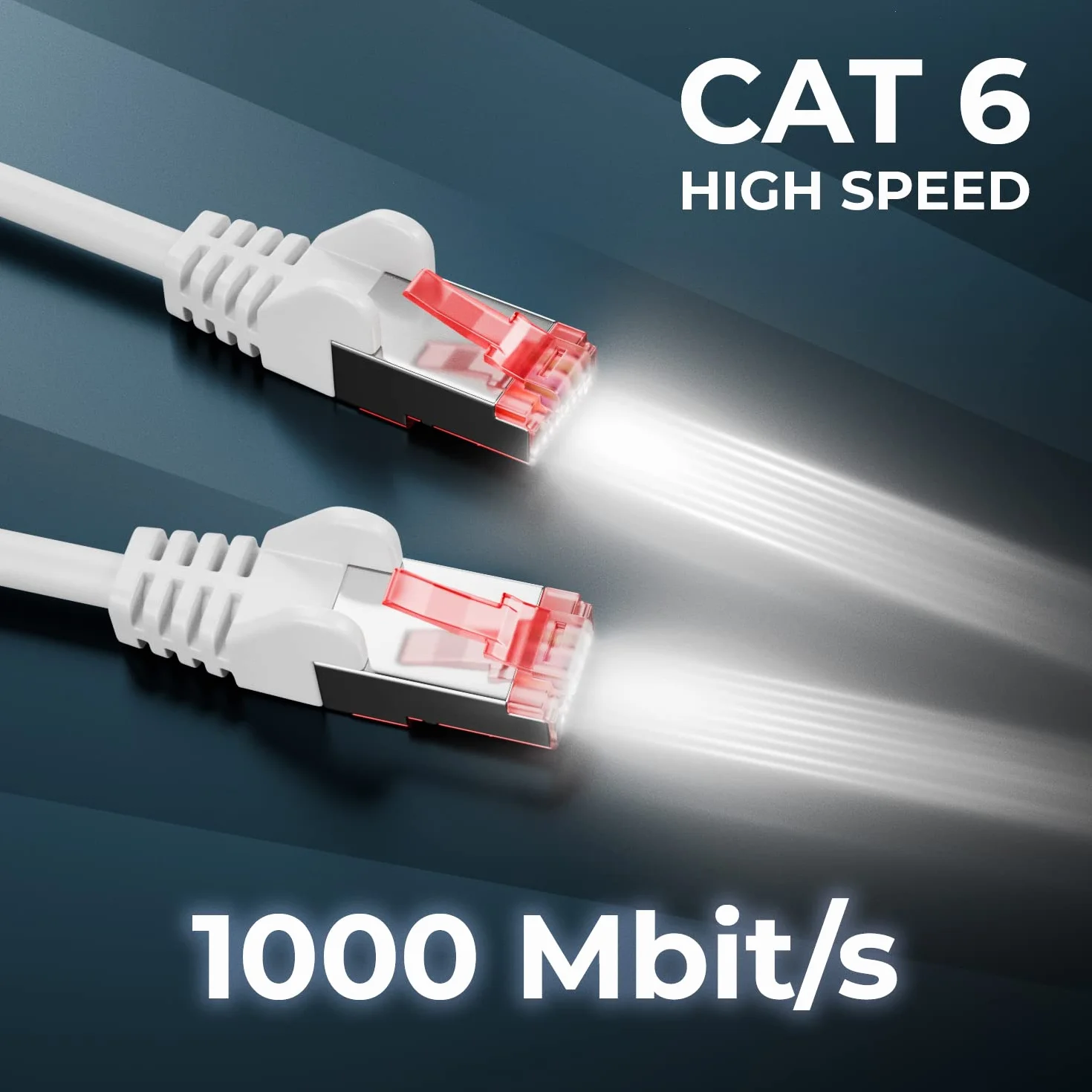 deleyCON 10x 1m CAT6 Câble Patch S/FTP PIMF Blindage CAT-6 RJ45 Câble Réseau Ethernet LAN DSL Switch Routeur Modem Point Accès PanneAUX Patch - Blanc