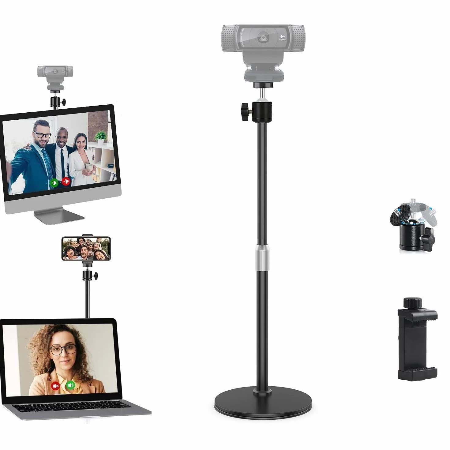 Support de Webcam de Bureau Compatible avec Logitech StreamCam C920 C930 C922 C925e Brio C615 et Webcams avec Interface 1/4''-20