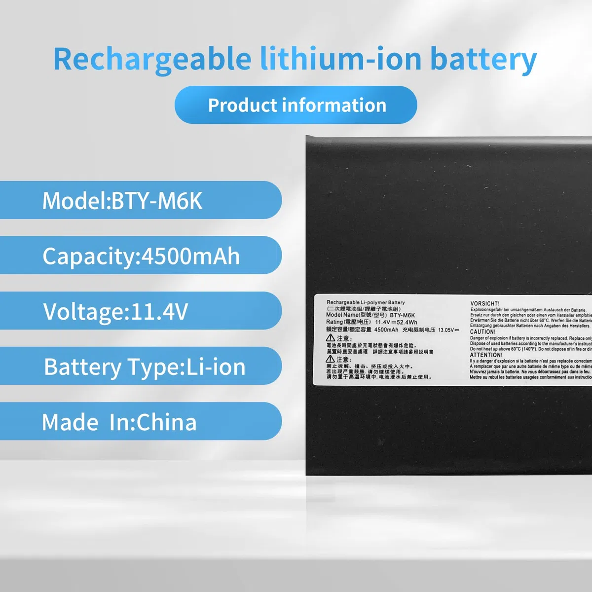 BTY-M6K Remplacement de la Batterie d'ordinateur Portable pour MSI Stealth Pro GS63VR 7RG 7RG-005 GF63 Thin 8RC 8RD 9SC 9SCXR 8RD-050NL 010ES GF75 Thin 3RD 8SC 8RD 8RC 8RX 9SC(11.4V 4500mAh/52.4Wh)