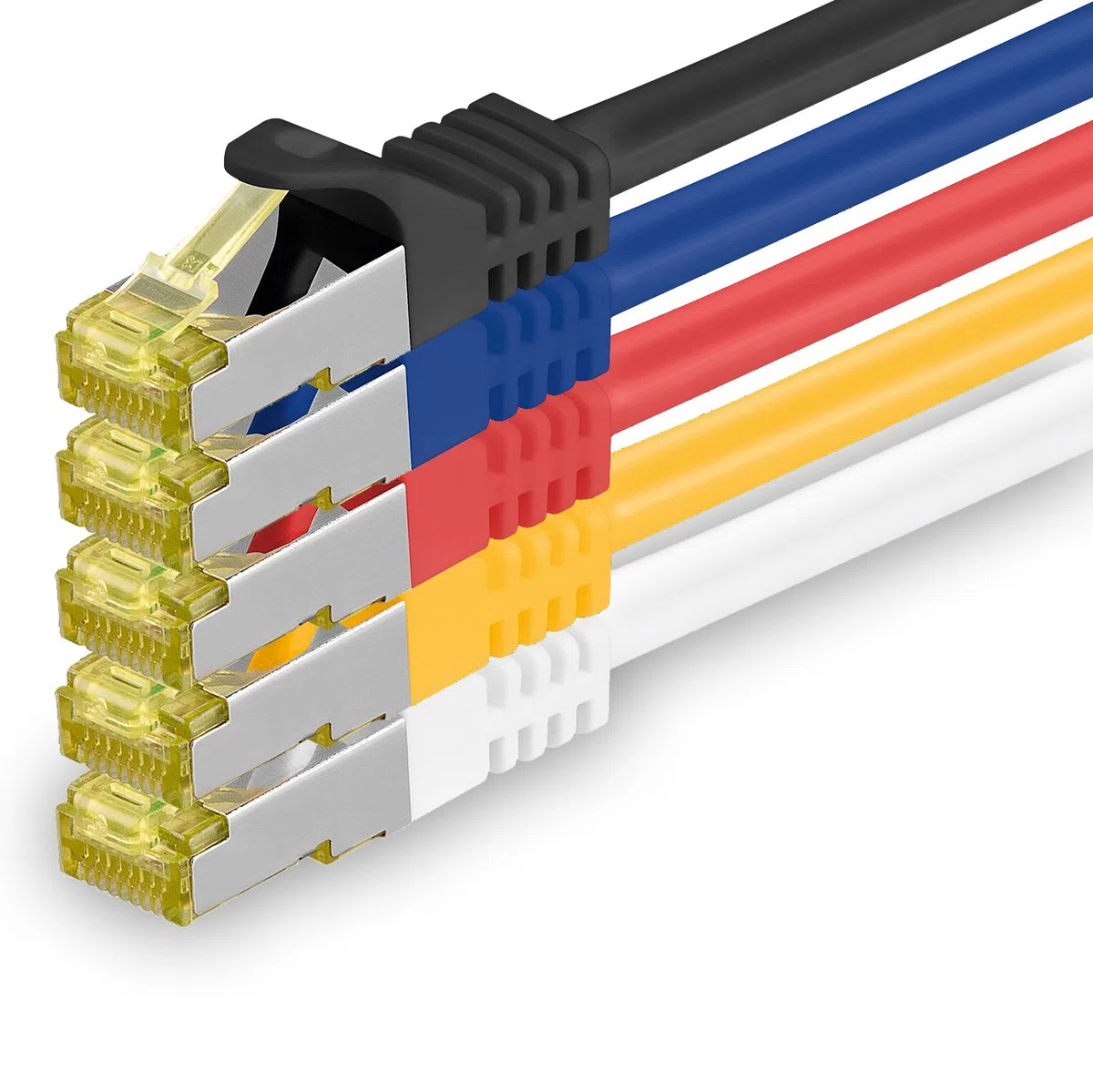 1aTTack.de Câble Réseau Cat7 Cat 7 10 GB/s SFTP - 5x 3,0m - RJ45 Ethernet LAN DSL Routeur Modem - 5 couleurs 03