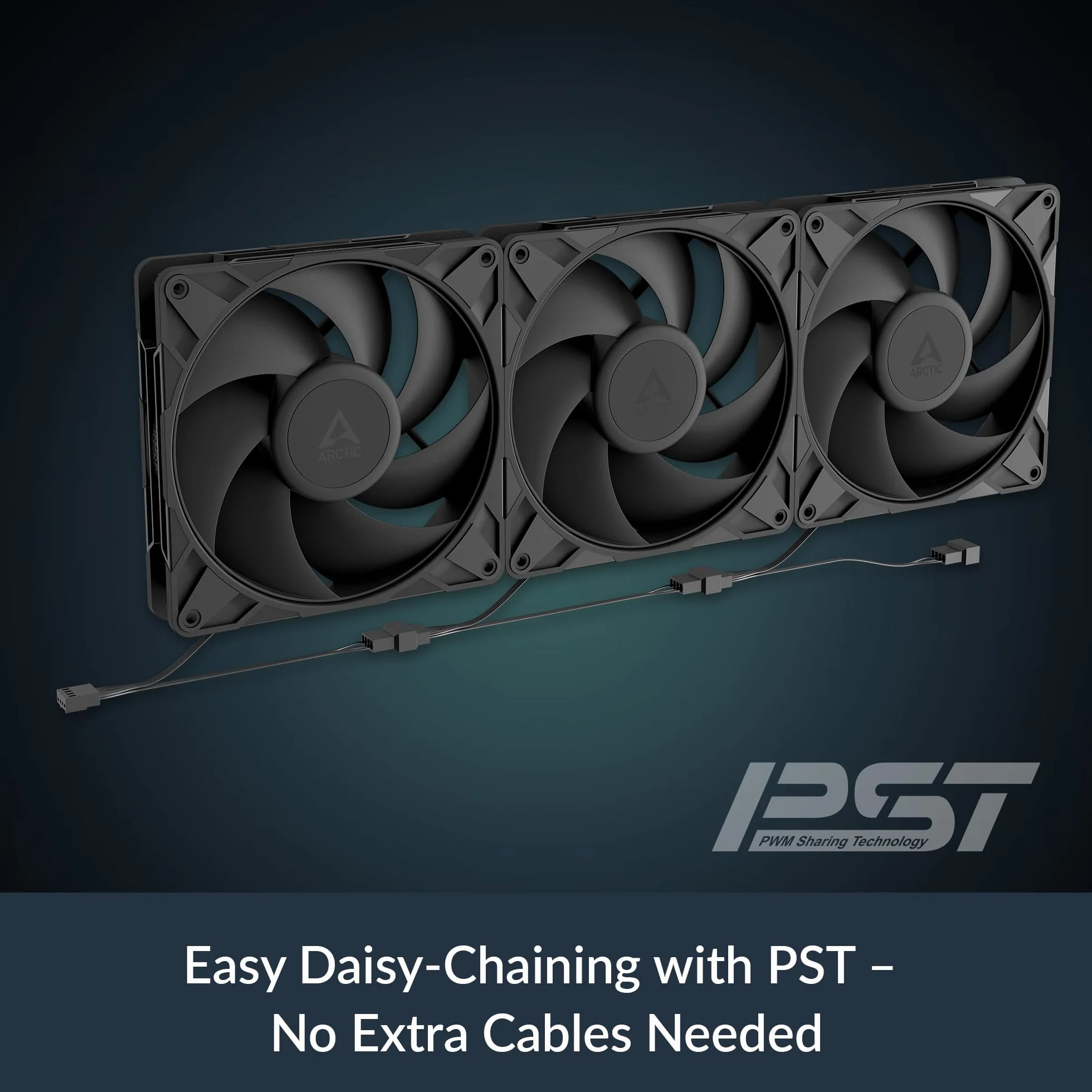 ARCTIC P14 Pro PST - 5 Piéces - Puissant ventilateur premium, ventilateur PWM 140 mm avec répartiteur de câble en Y, 400-2500 rpm, 0 rpm <5% PWM, palier Fluid Dynamic, 4-Pin - Noir