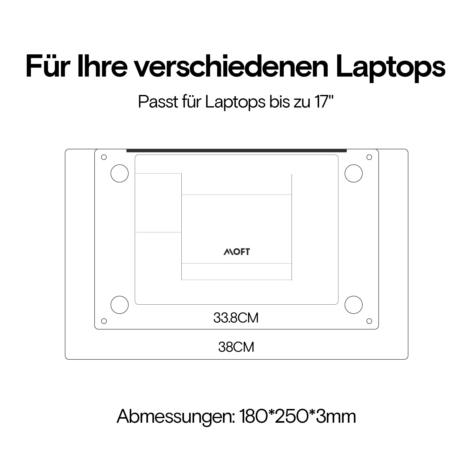 MOFT Support Invisible pour Ordinateur Portable, Support léger Non adhésif pour Ordinateur Portable avec 2 hauteurs, Convient à Tous Les Ordinateurs Portables jusqu'à 17".