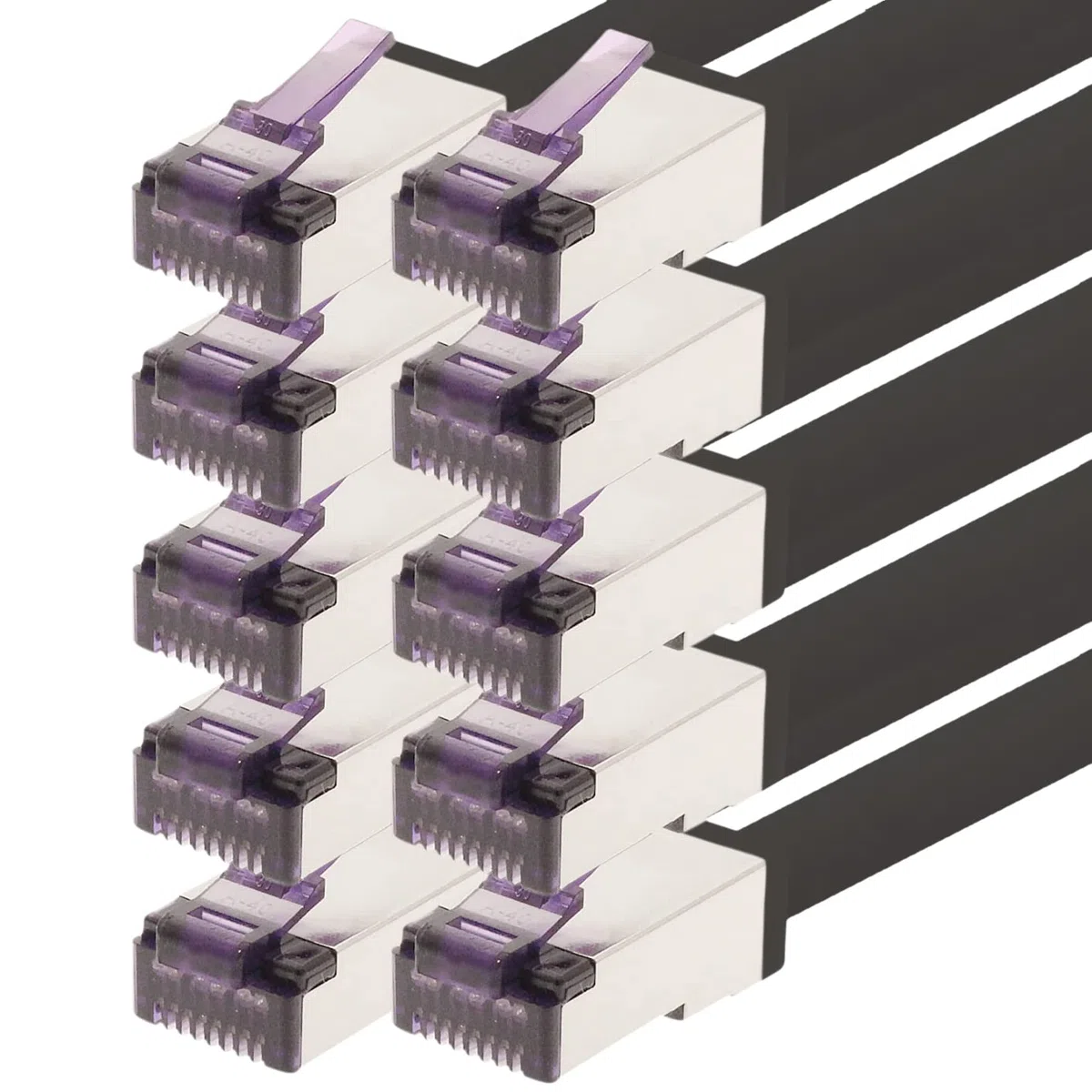 1aTTack.de - 0,5 m - Câble réseau CAT6a Superflex Ethernet Gigabit LAN Câble patch RJ45 CAT6 A 10000 Mbit s SFTP PIMF 500 MHz compatible avec CAT6 CAT5 - noir - 10 pièces
