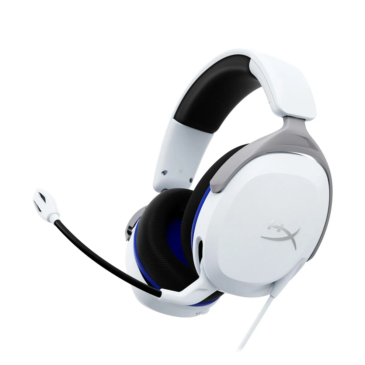 HyperX Cloud Stinger 2 Core pour PlayStation, Casque gaming filaire PS5/PS4, Haut parleurs 40 mm, Micro antibruit avec mute par pivotement, Commandes audio sur casque, Léger, Blanc