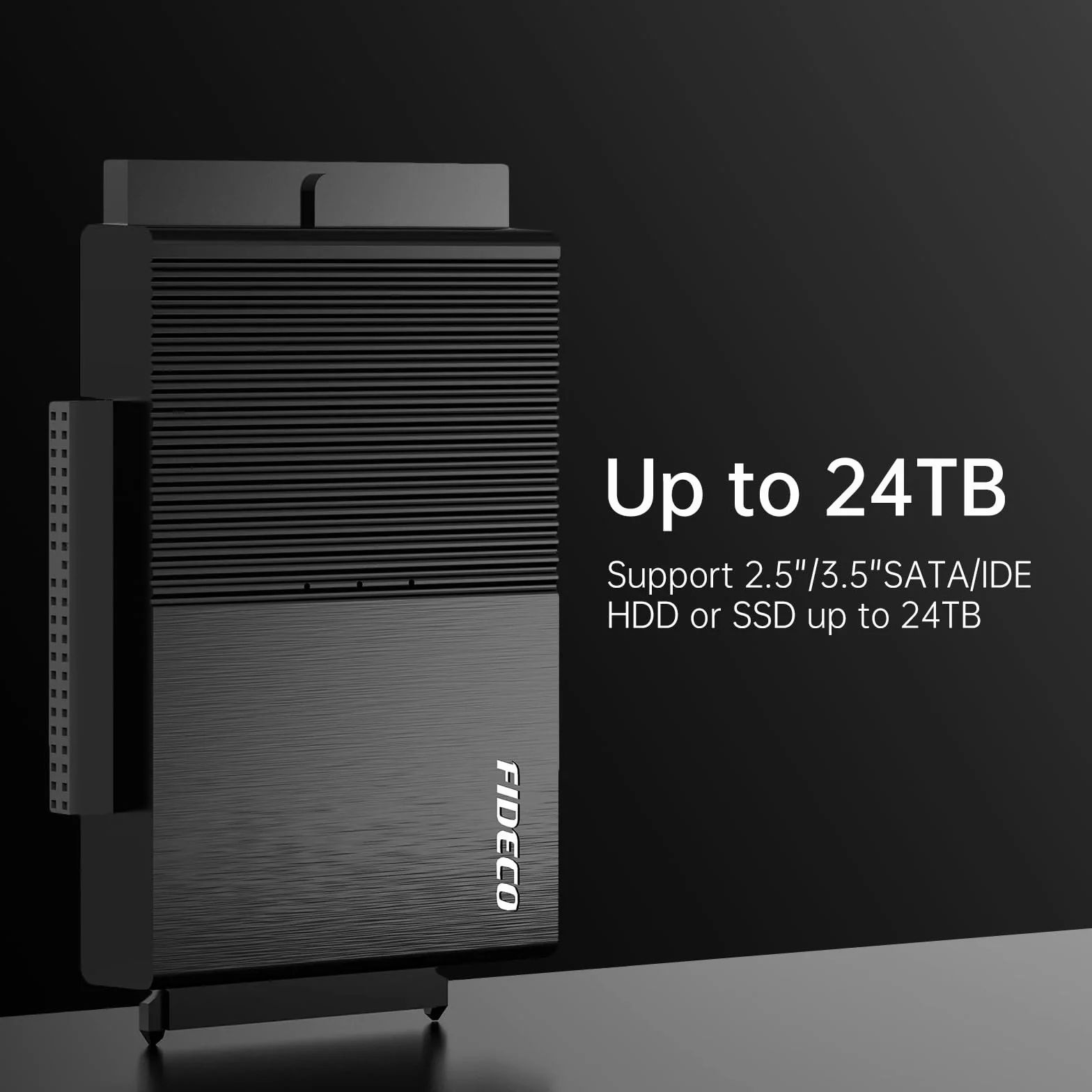 FIDECO Adaptateur Disque Dur USB 3.0 pour 2.5"/ 3.5" HDD/SSD, Convertisseur SATA et IDE avec Alimentation DC 12V 2A