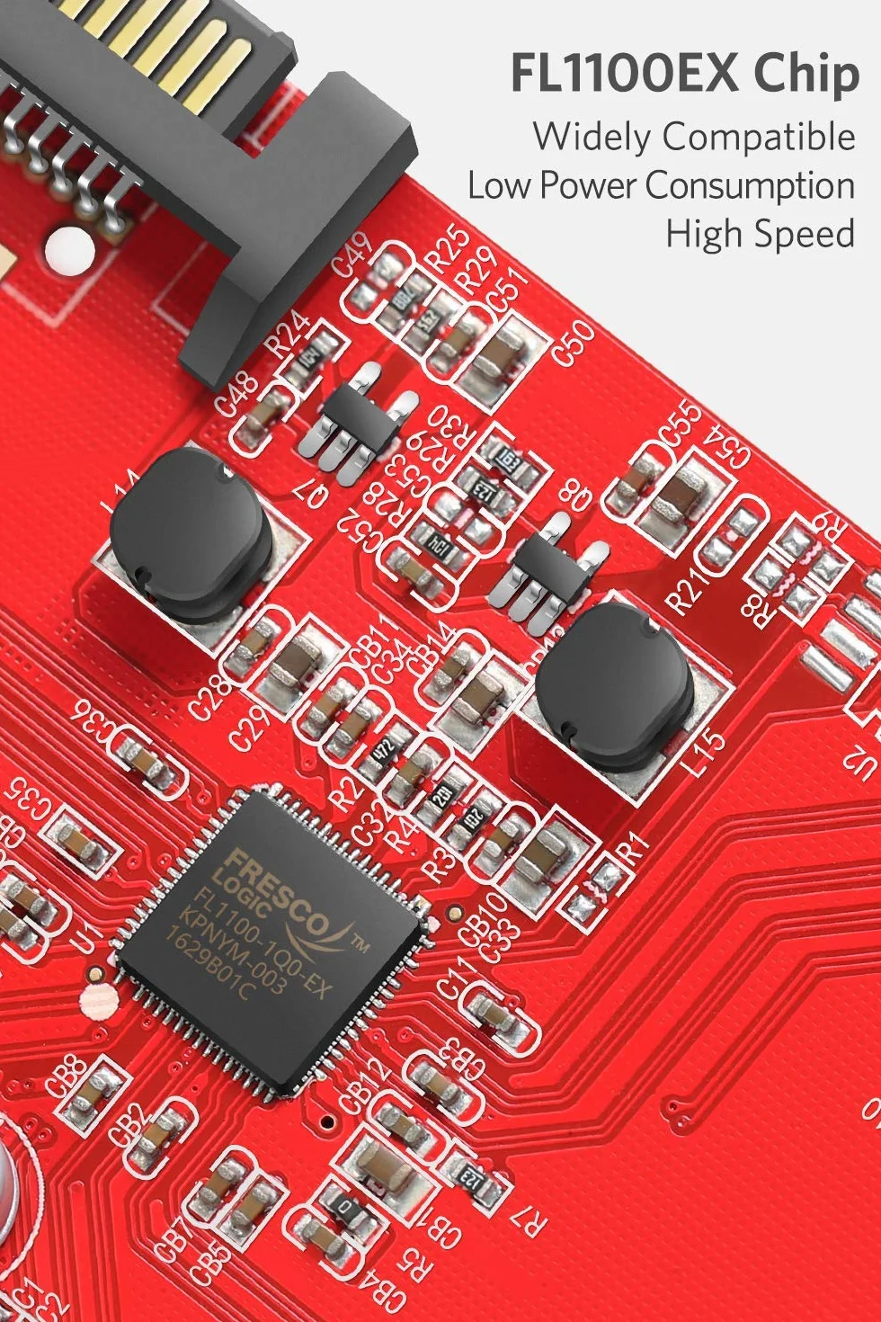 Inateck Carte Contrôleur PCI Express USB 3.0 4 Ports PCI-E vers USB 3.0 avec 4pin vers 2x15pin câble et 15pin vers 2X SATA 15pinY-Cable Compatible Windows XP/Vista/7/8/10