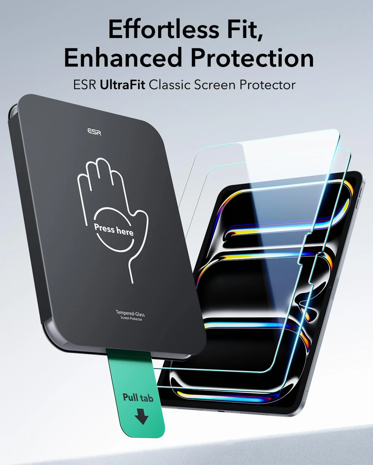 ESR Lot de 2 Protection Ecran pour iPad Pro 13 Pouces M5 2025/M4 2024, Verre Trempé 9H avec plateau UltraFit, Support Apple Pencil, Résistant aux Rayures, Clarté HD, Anti-Poussière et Anti-Bulles