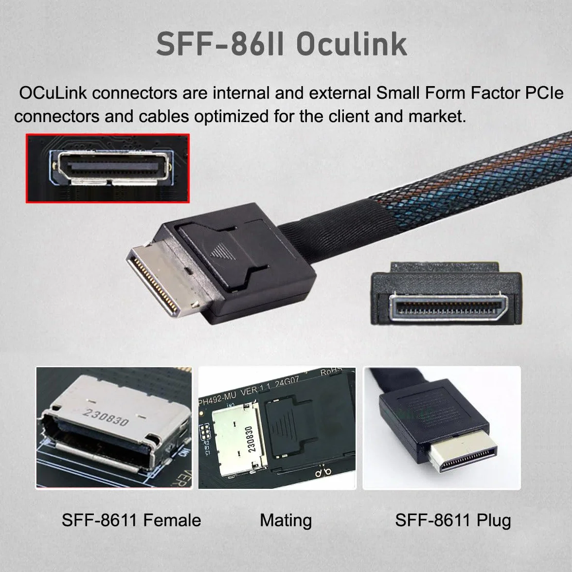 Câble hôte 2280 NGFF PCI-E4.0 M.2 M-key vers Oculink SFF-8612 SFF-8611 15 cm pour NVME U.2 SSD Egpu
