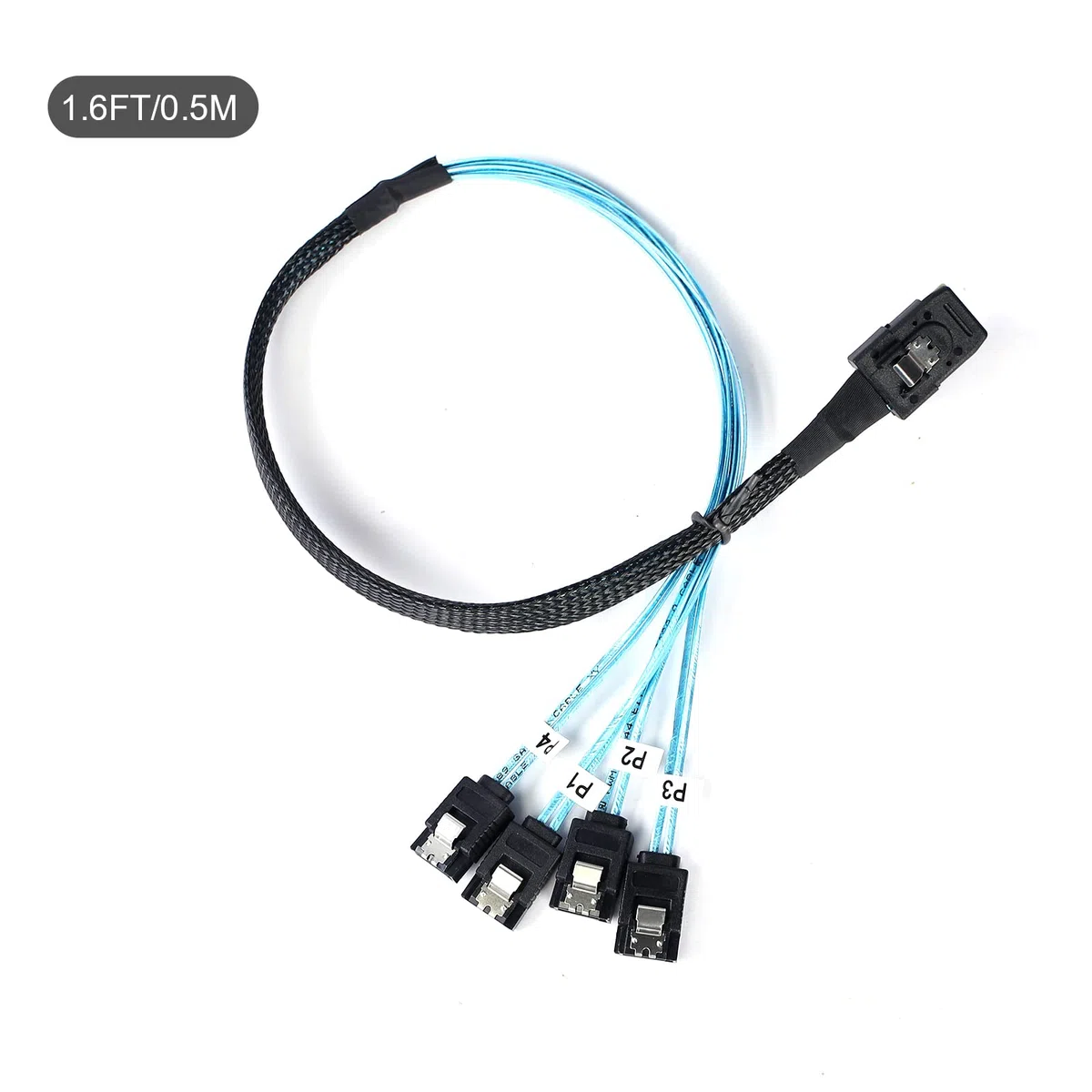 ADCAUDX Lot de 2 câbles Mini SAS vers SATA : 0,5 m SFF-8087 vers SATA Forward Breakout Cable SFF8087 SAS Controller vers disque dur (0,5 m)