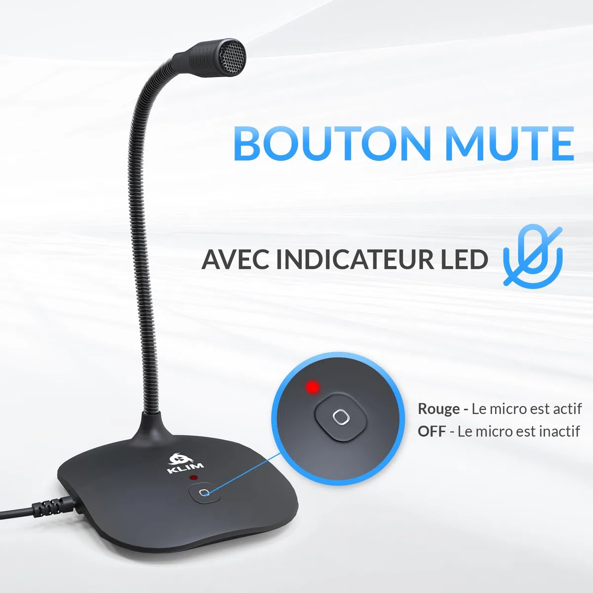 KLIM Talk - Microphone USB PC et Mac - Compatible avec Tout Ordinateur - Micro de Bureau Professionnel - Audio Haute Définition - Nouvelle Version - Noir