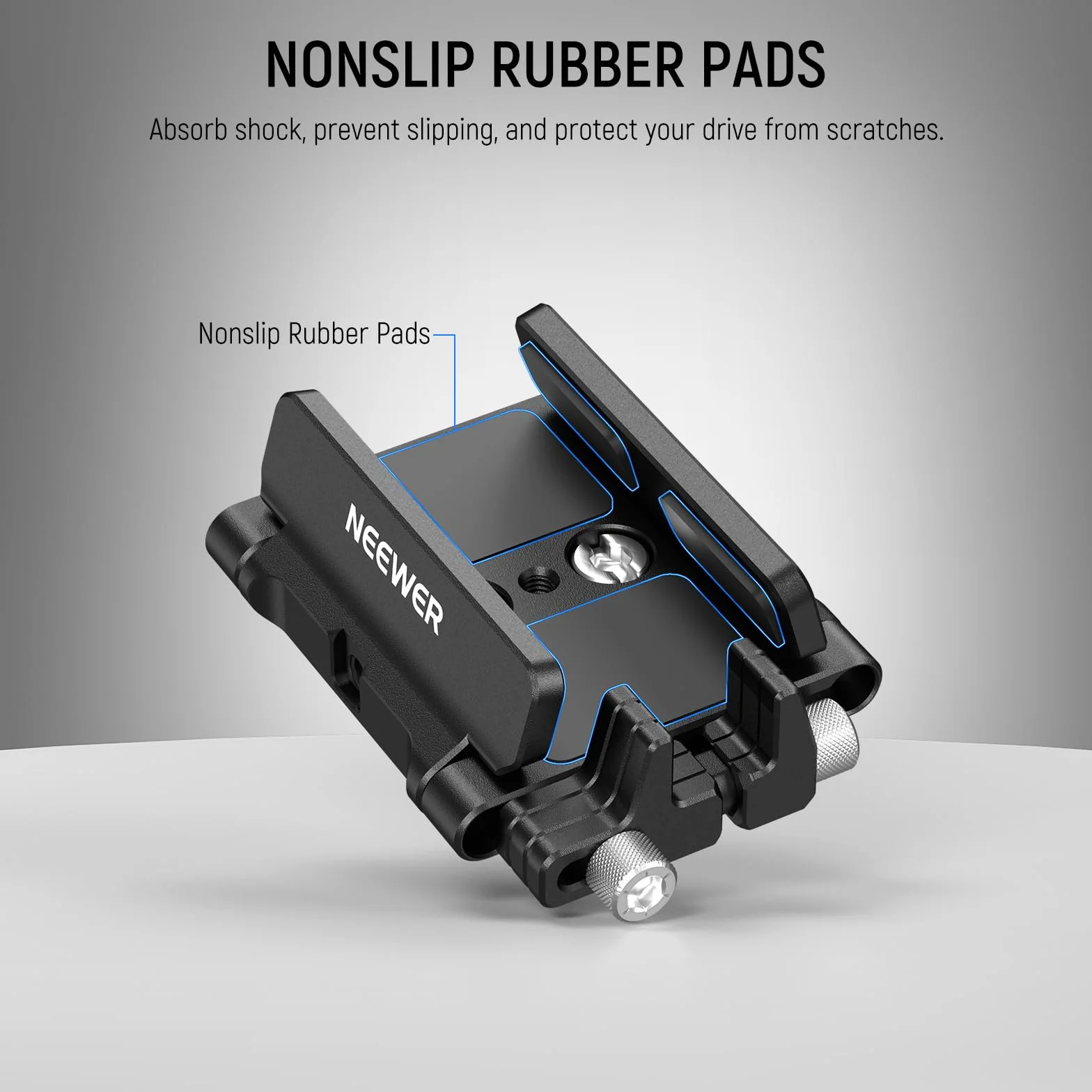 Neewer Support de Montage SSD en Aluminium avec Cold Shoe Serre Câble, 1,6"-2,6"/40-65 mm Compatible avec Samsung T5 T7 SSD SanDisk Compatible avec SmallRig Cage pour BMPCC 4K 6K pour Sigma FP, UA035