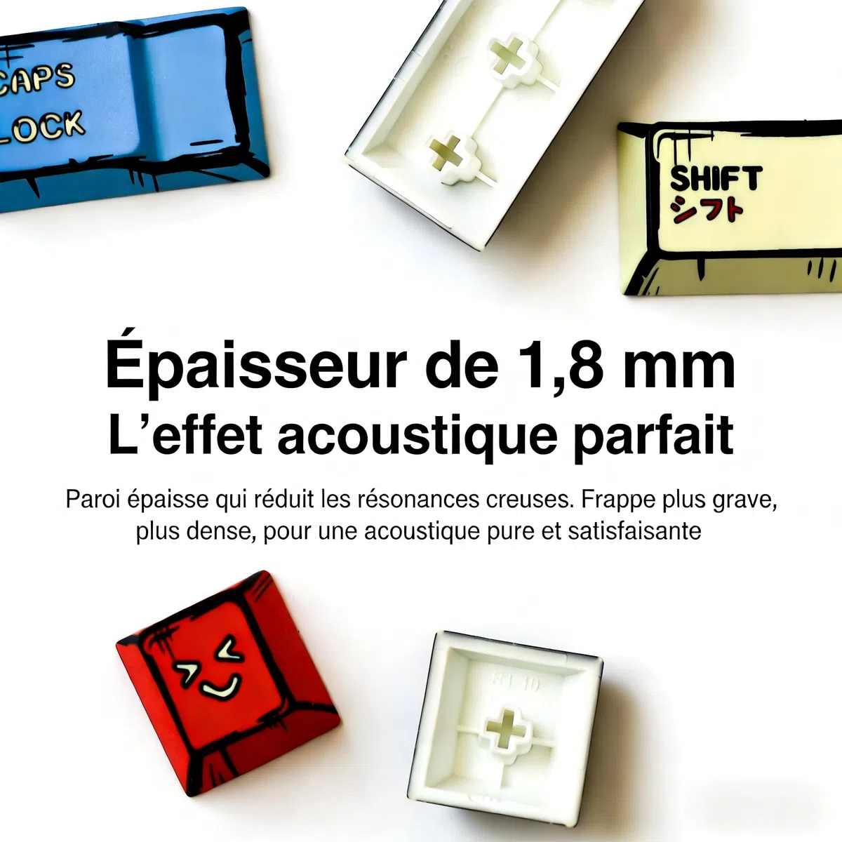 Black Manga Keycaps PBT AZERTY/QWERTY, Layout ISO & ANSI, 143 Touches, Épaisseur 1.8mm, Profil Cherry, Compatible MX Switch, FR/en/DE/ES, pour Clavier Mécanique/Magnétique, 60%/75%/100% (FR)