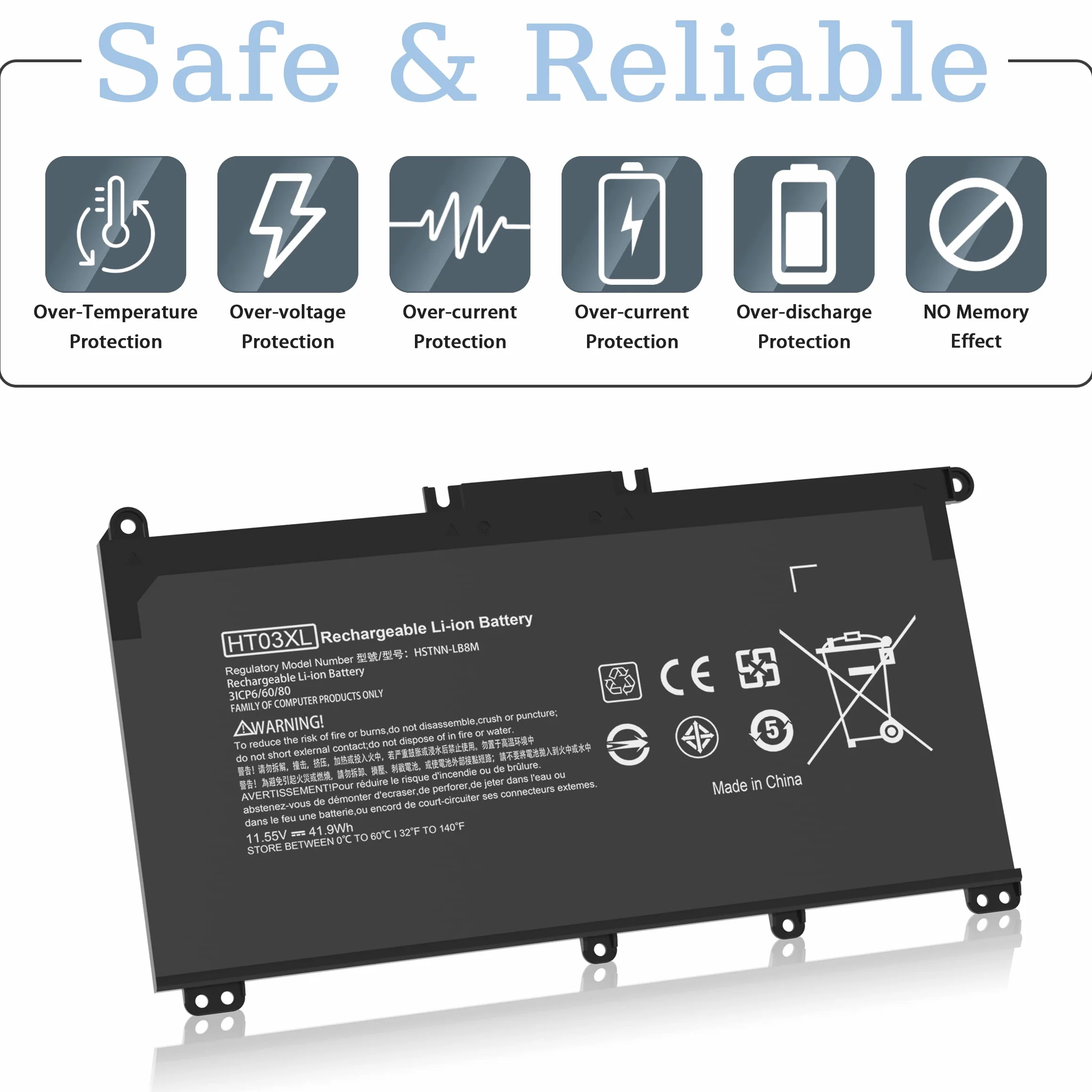 HT03XL Batteria per Computer portatile HP L11119-855 Batteria per Pavilion 15-DA 15-DB 15-DW 15-CS 15-DY 17-by 17-CA 14-CE 14-CF 14-DF 14-DQ 14-DK Series 15-CS0053CL 15-DA001 4DX HSTNN-U. B7J