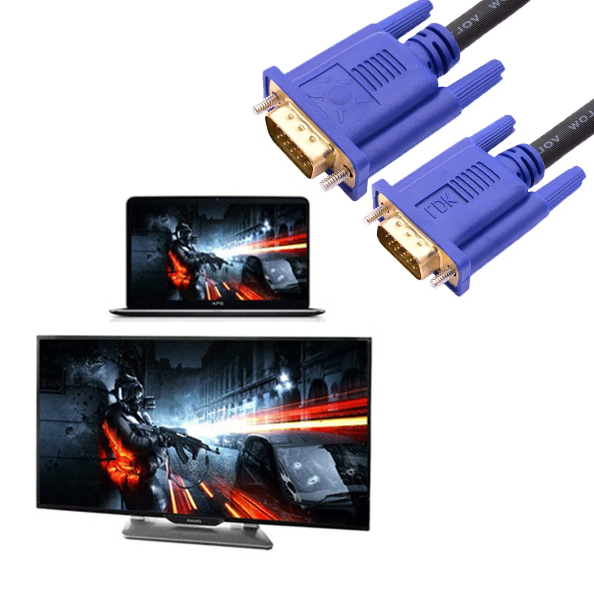 Câble vga pour moniteur, VGA vers DisplayPort plaqué or, compatible projecteurs et téléviseurs HD, écrans ordinateur portable (15 m)