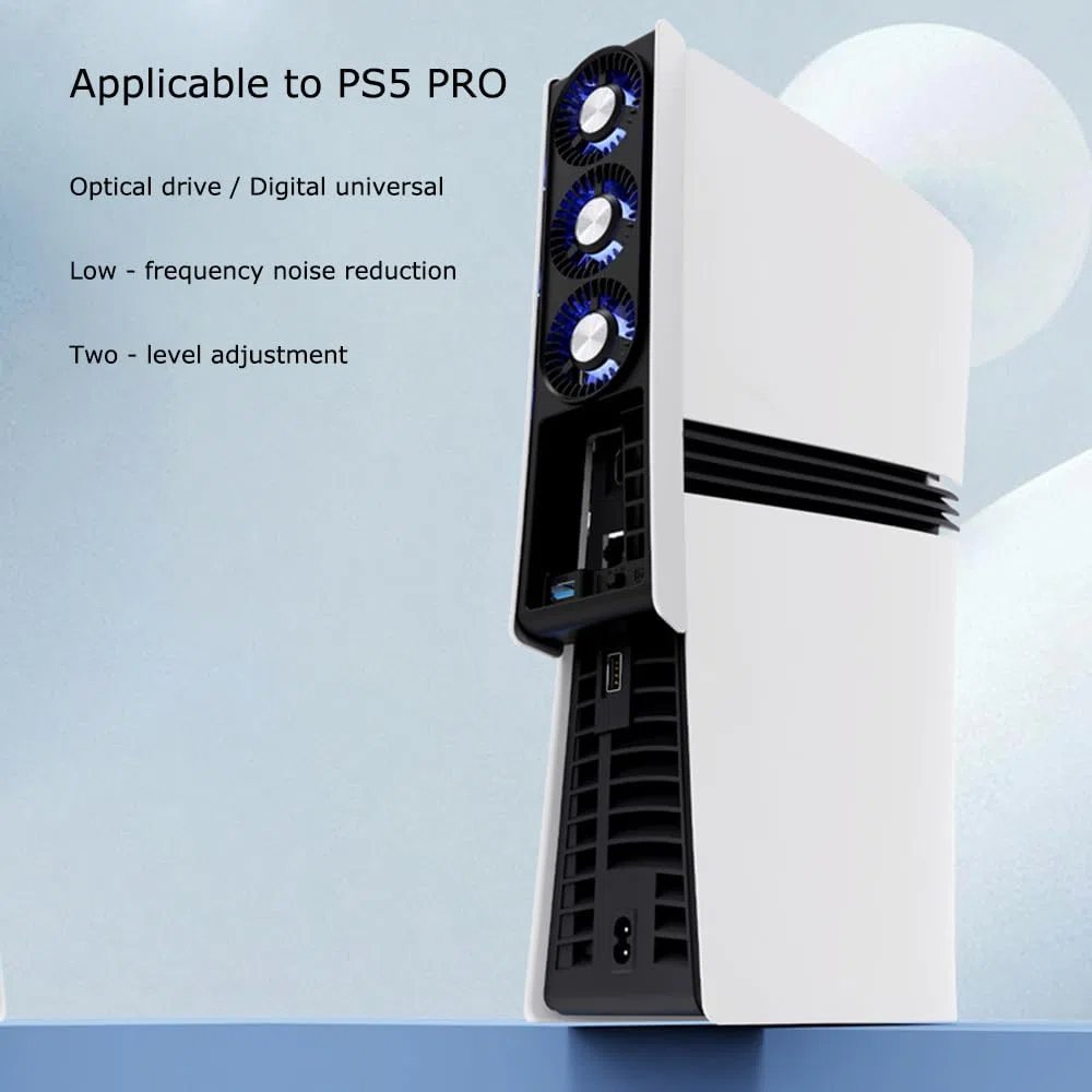 Ventilateur de refroidissement pour PS5 PRO avec lumières LED - Ventilateur silencieux à double vitesse, système de refroidissement efficace, compatible avec Digital / Disc Edition - Moteur