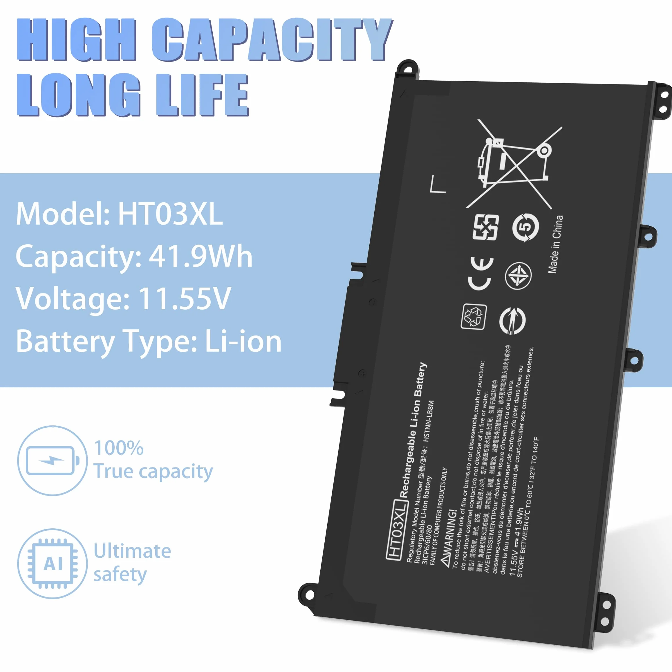 HT03XL Batteria per Computer portatile HP L11119-855 Batteria per Pavilion 15-DA 15-DB 15-DW 15-CS 15-DY 17-by 17-CA 14-CE 14-CF 14-DF 14-DQ 14-DK Series 15-CS0053CL 15-DA001 4DX HSTNN-U. B7J