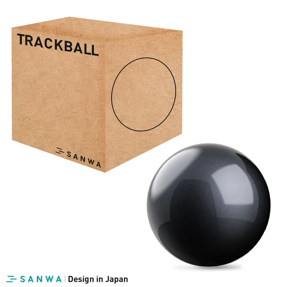 SANWA Trackball 34mm/1.34in, Bille de Remplacement pour Logitech M575, M570, MX Ergo, Perixx, Kensington et Autres Souris Trackball Compatibles, Noir Brillant
