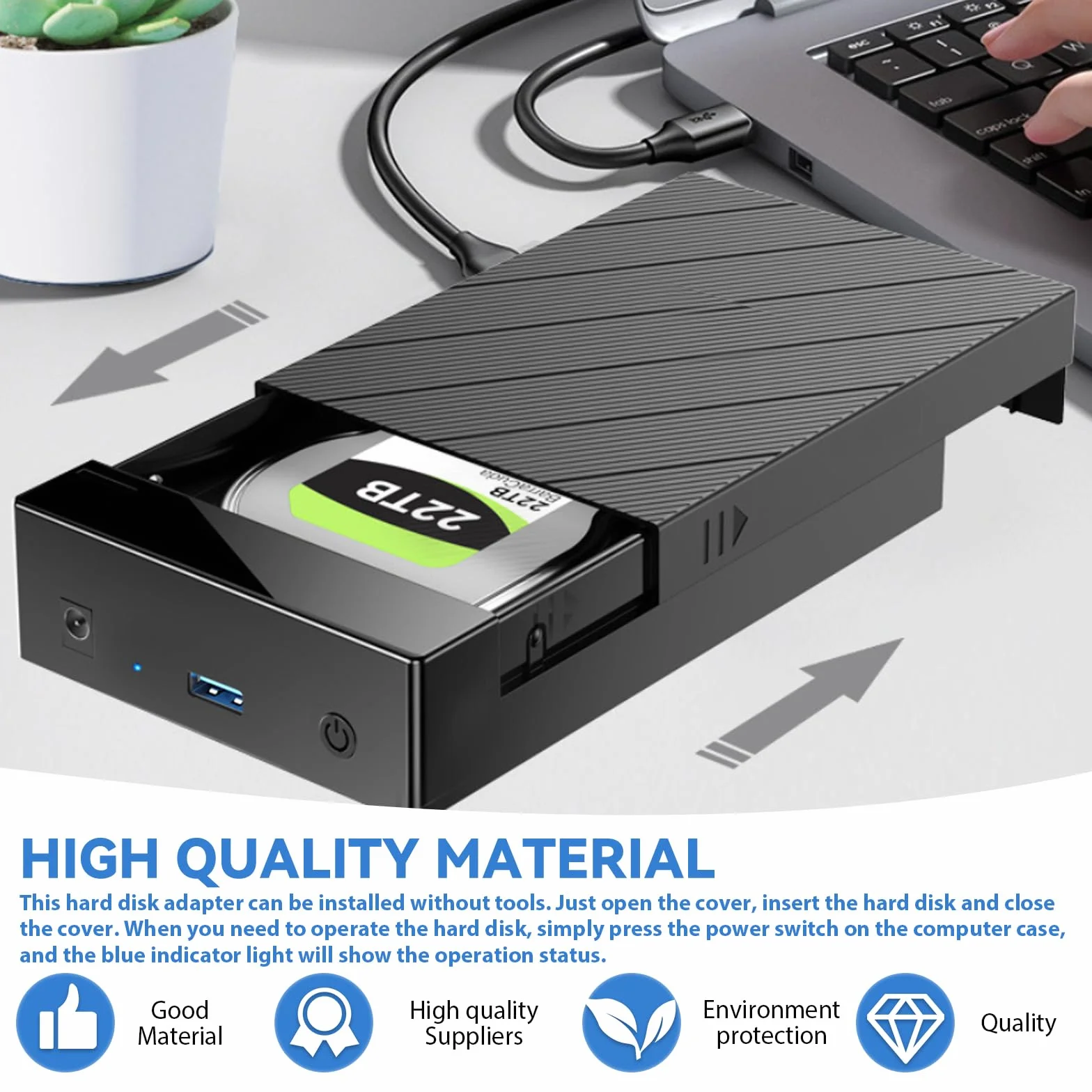 Station d'accueil pour Disque Dur 3,5", USB 3.0 SATA 5 Gbit/s pour disques durs/SSD 2,5" et 3,5", Adaptateur Secteur 12 V/2 A Inclus, Compatible UASP