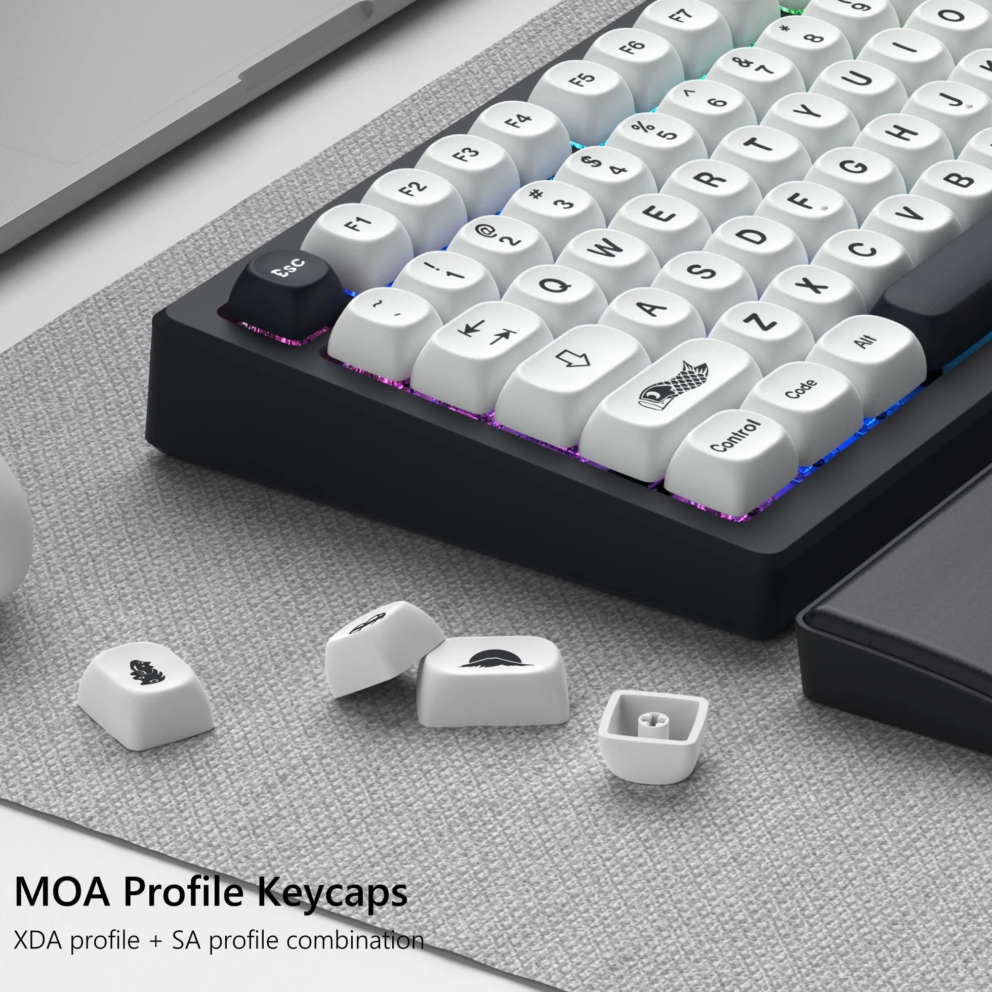 Womier MOA Keycaps, PBT Keyboard Keycaps for Mechanical Keyboard, Custom Cute Key Caps Set Dye-Sublimation for 60% 65% 75% 100% Percent Cherry MX - Japanese Style