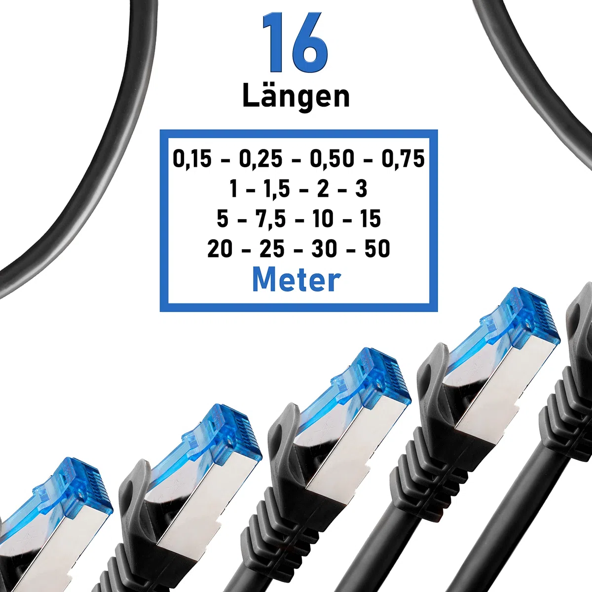 BIGtec Câble Ethernet 0,5m - 10 pièces - RJ45 Super Speed CAT 7 LAN Réseau Internet Compatible CAT7 Noir Compatible Playstation xBox PS5 PS4 Routeur Switch Modem Décodeur TV Box Console de Jeux PC