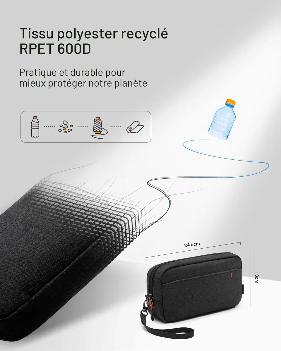 Inateck Sac de Rangement Câbles,Sac de Voyage Organisateur résistant aux éclaboussures, Pochette pour Accessoires électroniques, Compatible avec la Souris,Les câbles,l'alimentation Mobile, la clé USB