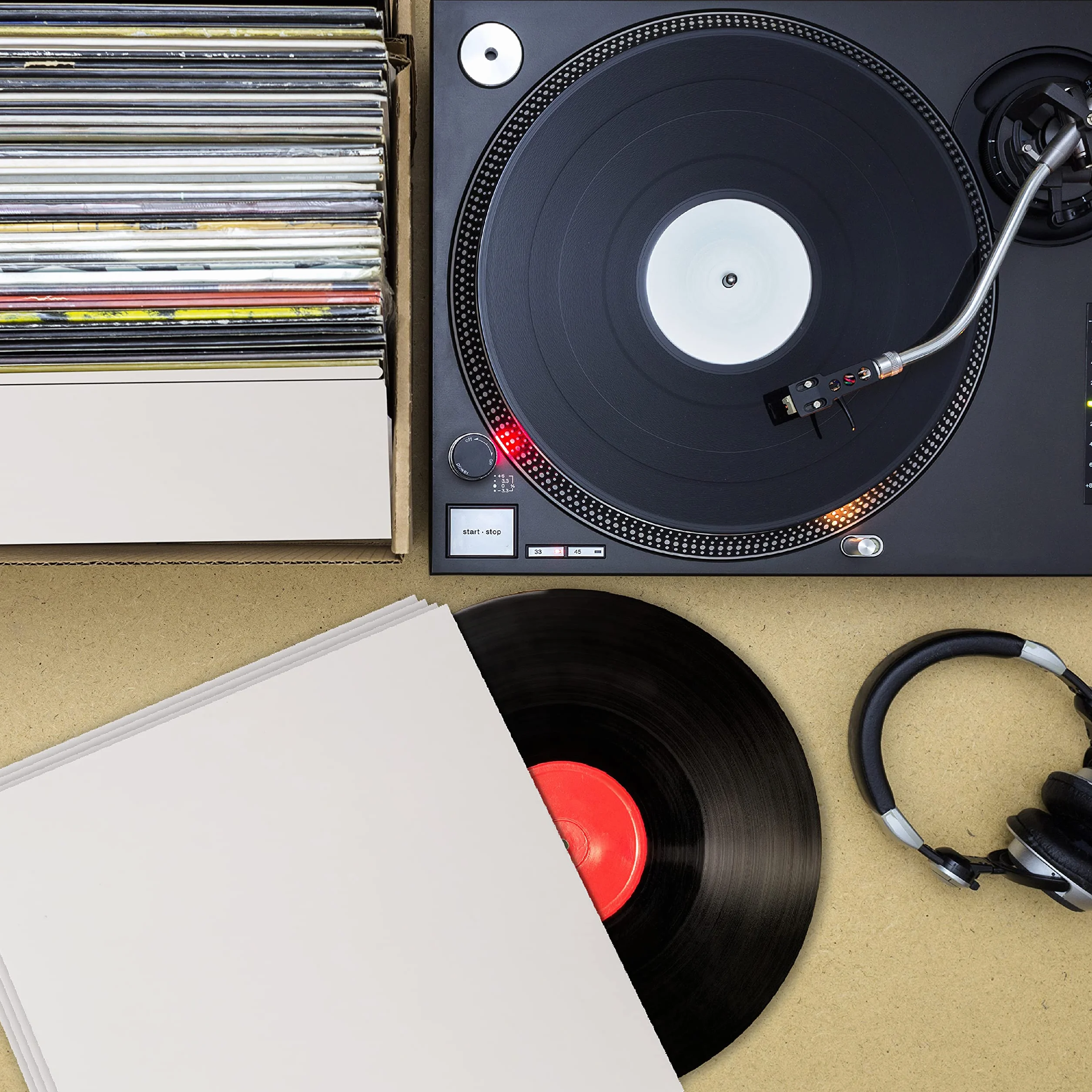 BELLE VOUS Pochette Vinyle 33 Tours Blanche de 12 Pouces (Lot de 25) - L31 X l31 cm - sans Trou Central, Protection Vinyle sans Acide - Pochettes d’Album Vierges et Brutes