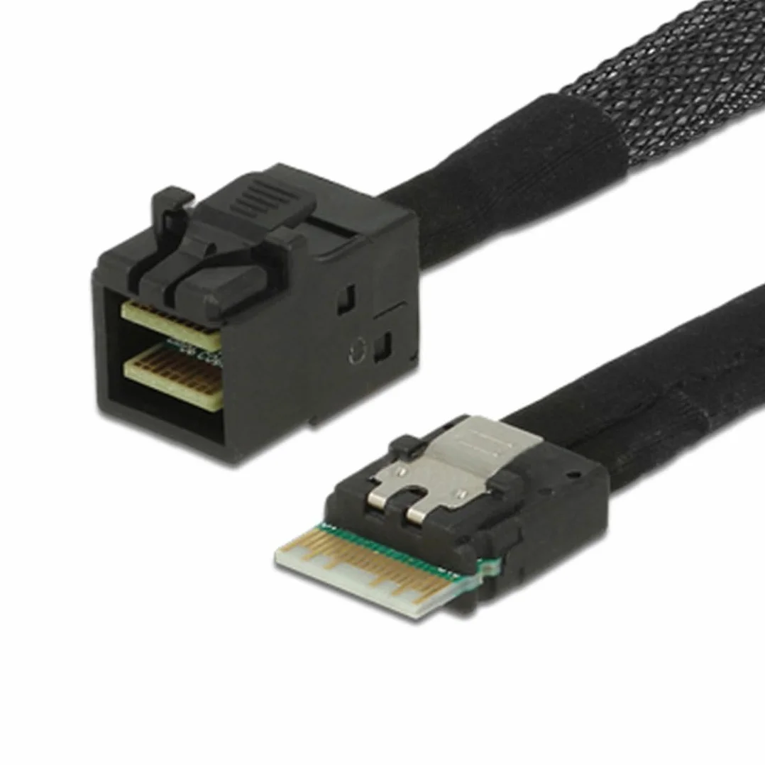 Chenyang 50 cm Slim Line SAS 4.0 Sff-8654 4I 38pin Hôte au HD Mini SAS 4i Sff-8643 Cible de 36pin Câble