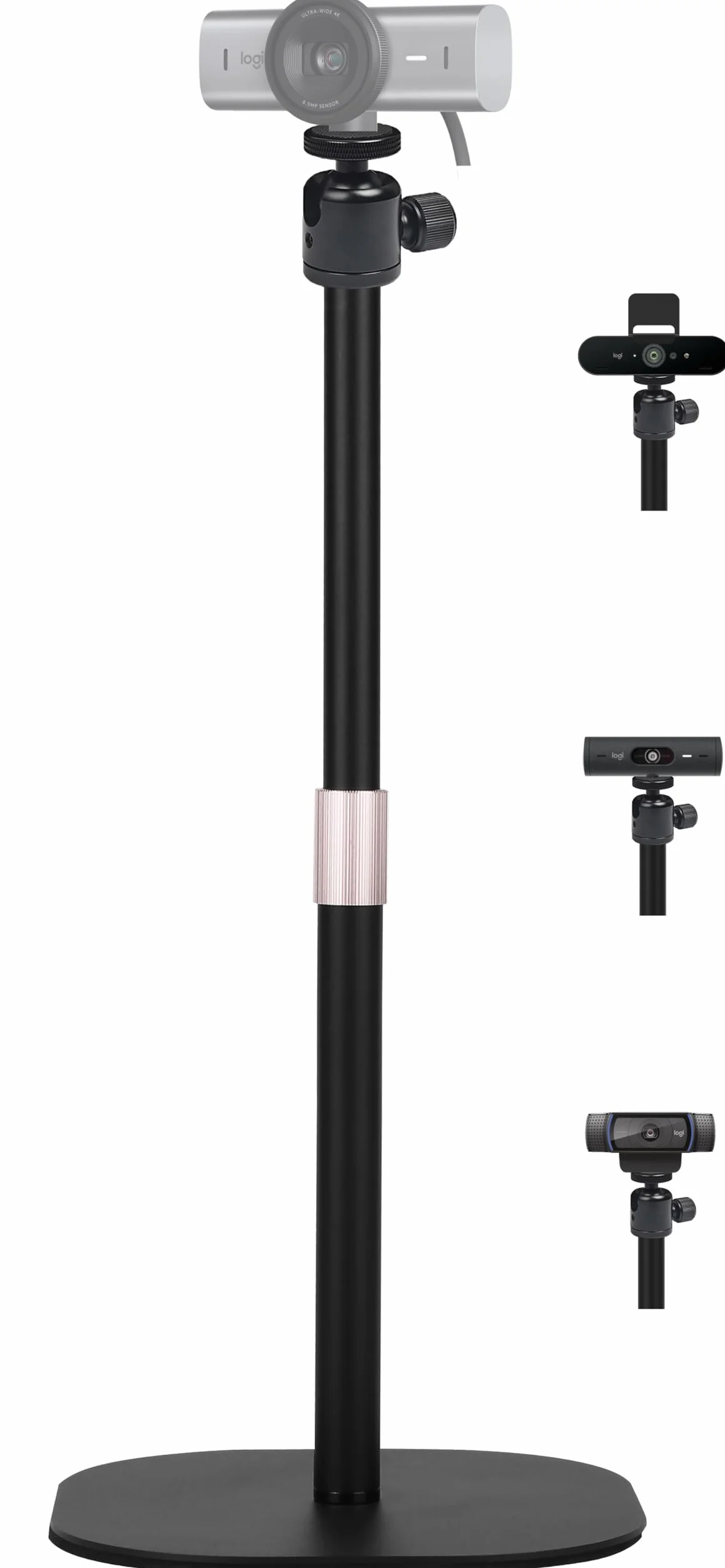 Support de webcam robuste, support trépied pour webcam de table compatible avec les webcams Logitech MX Brio 4K, Brio 4K, Brio 500