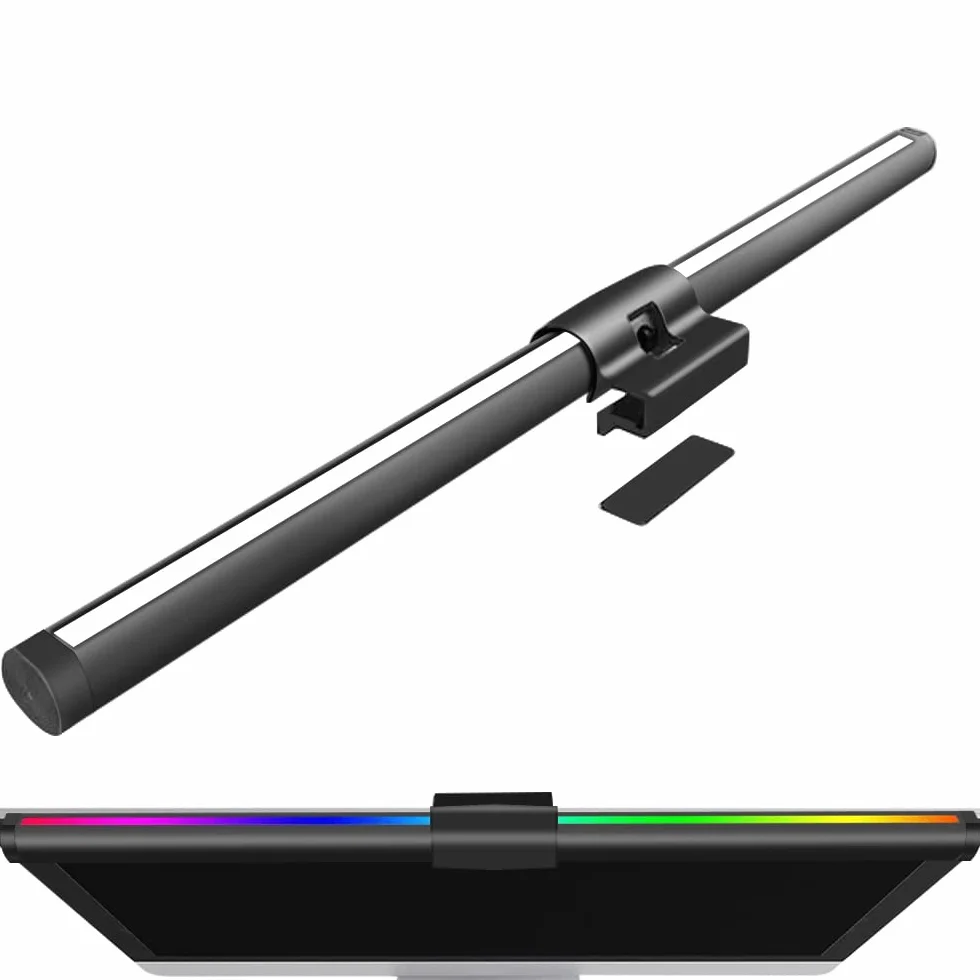 PC Moniteur USB Monitor Light Bar 44CM Contrôle Tactile Barre de Lampe de Moniteur Double Light avec Lumière de Couleurs Températures Soins Oculaires avec 3 modes d'éclairage pour Office Home Gaming