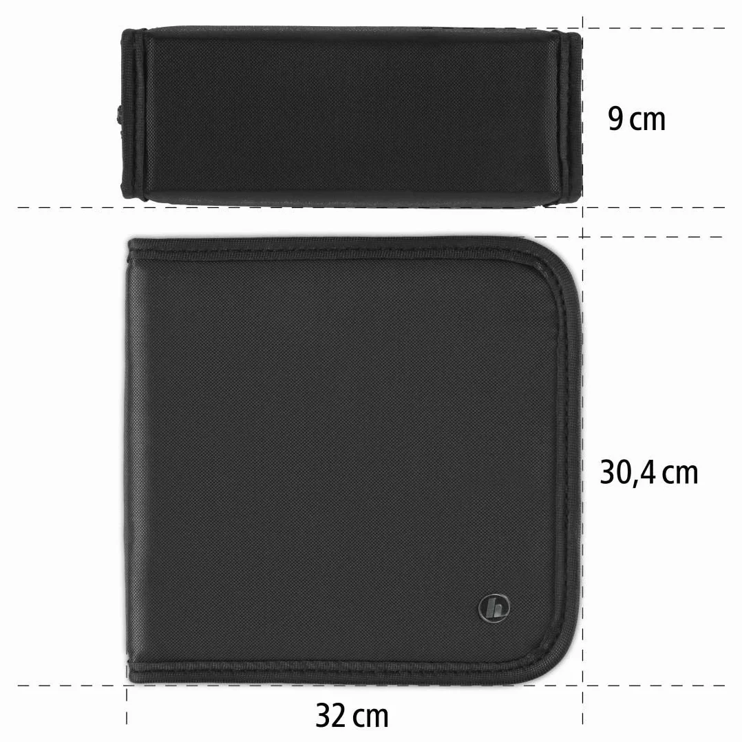 Hama Pochette Range CD pour 208 CD/DVD/Blu-Ray, Sacoche de Rangement Haute Capacité, Classeur Gain de Place Zippé avec Poignet, Etui de Transport, CD Wallet, Noir