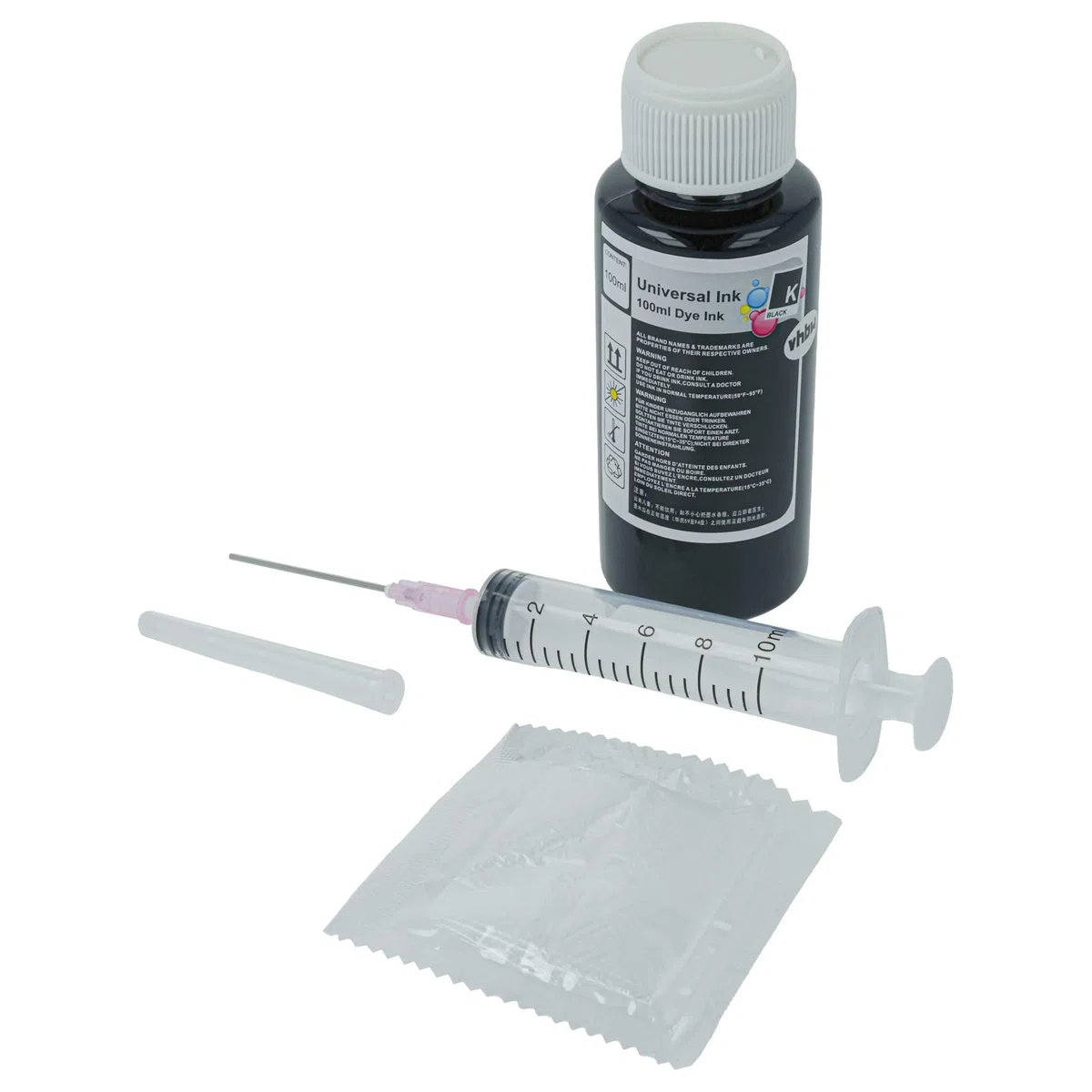 vhbw Encre de Recharge pour imprimante - Encre Rechargeable Dye Noir, 100ml