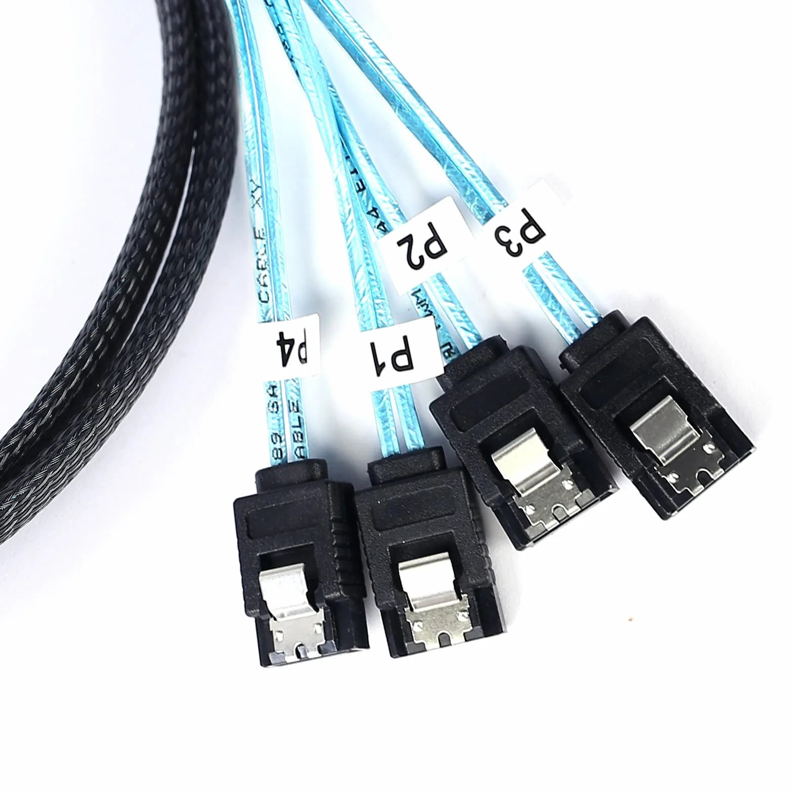 ADCAUDX Lot de 2 câbles Mini SAS vers SATA : 0,5 m SFF-8087 vers SATA Forward Breakout Cable SFF8087 SAS Controller vers disque dur (0,5 m)