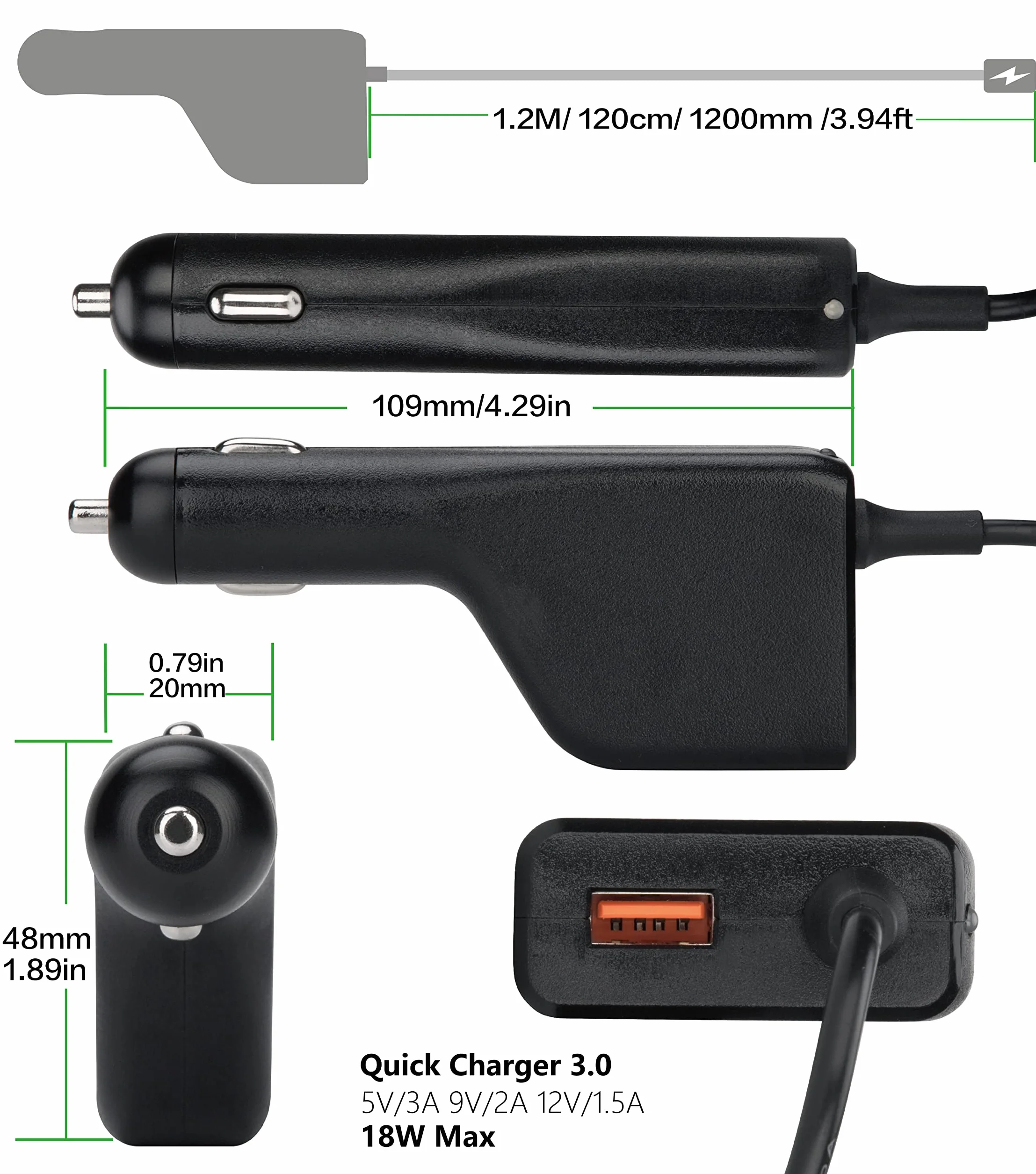 Alimentation Chargeur de Voiture Allume-Cigare pour Lenovo Ideapad Yoga Helix Edge Thinkpad X1 Carbon Essential 20V 3,25A 65W