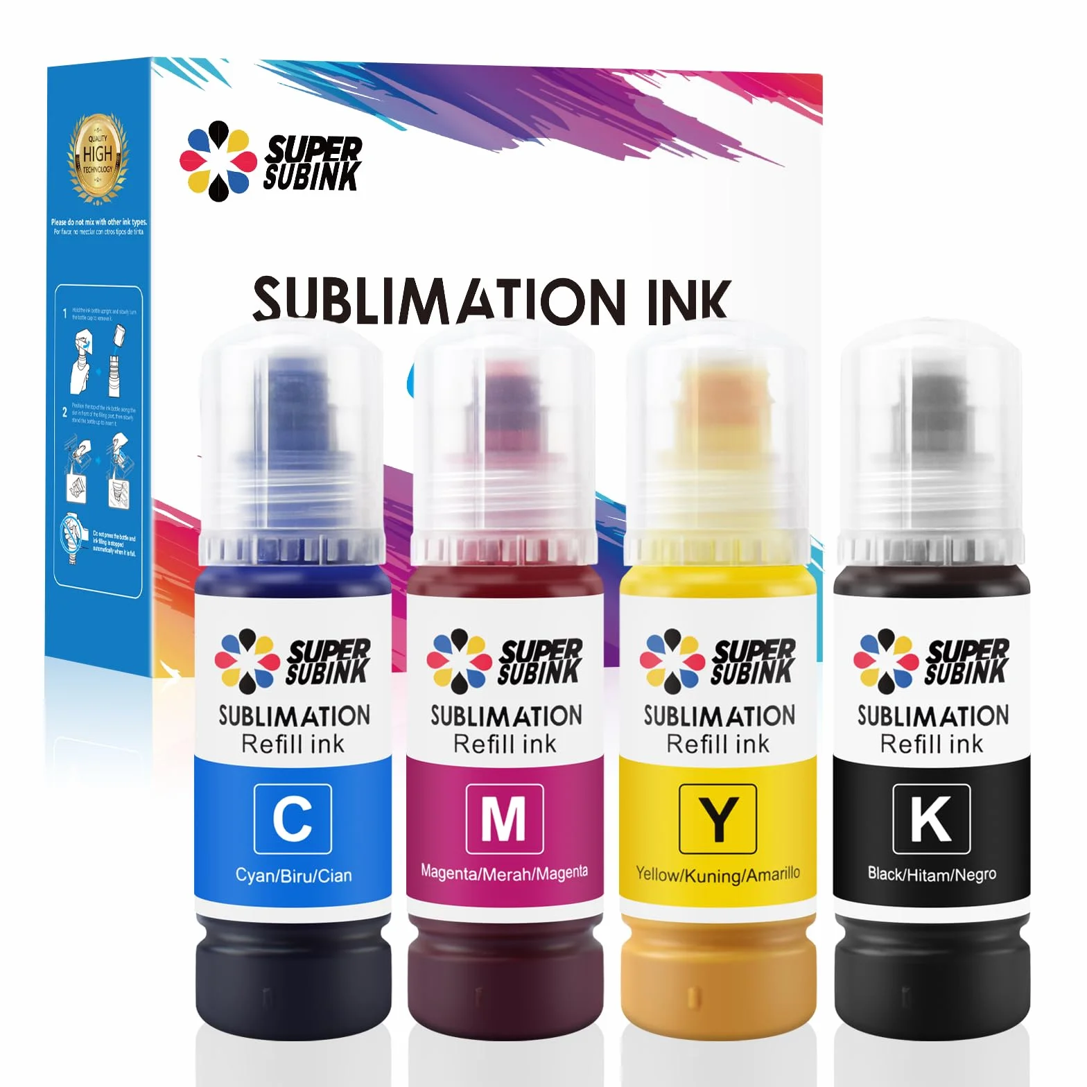 Encre de Sublimation pour Epson 2810 ET-2850 2830 2815 4810 Compatible EPSON ECOTANK imprimante (Remplissage Automatique/sans ICC/Anti-UV)