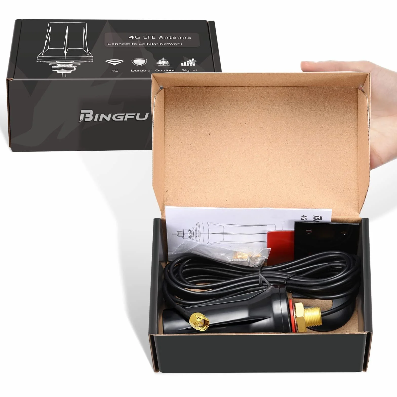 Bingfu Antenne 4G LTE Exterieur SMA Mâle Mimo 5dBi Omnidirectionnelle Étanche Imperméable 3m Câble pour 4G LTE 3G GSM Routeur Camera Chasse Caméra Sentier Moniteur d'Énergie