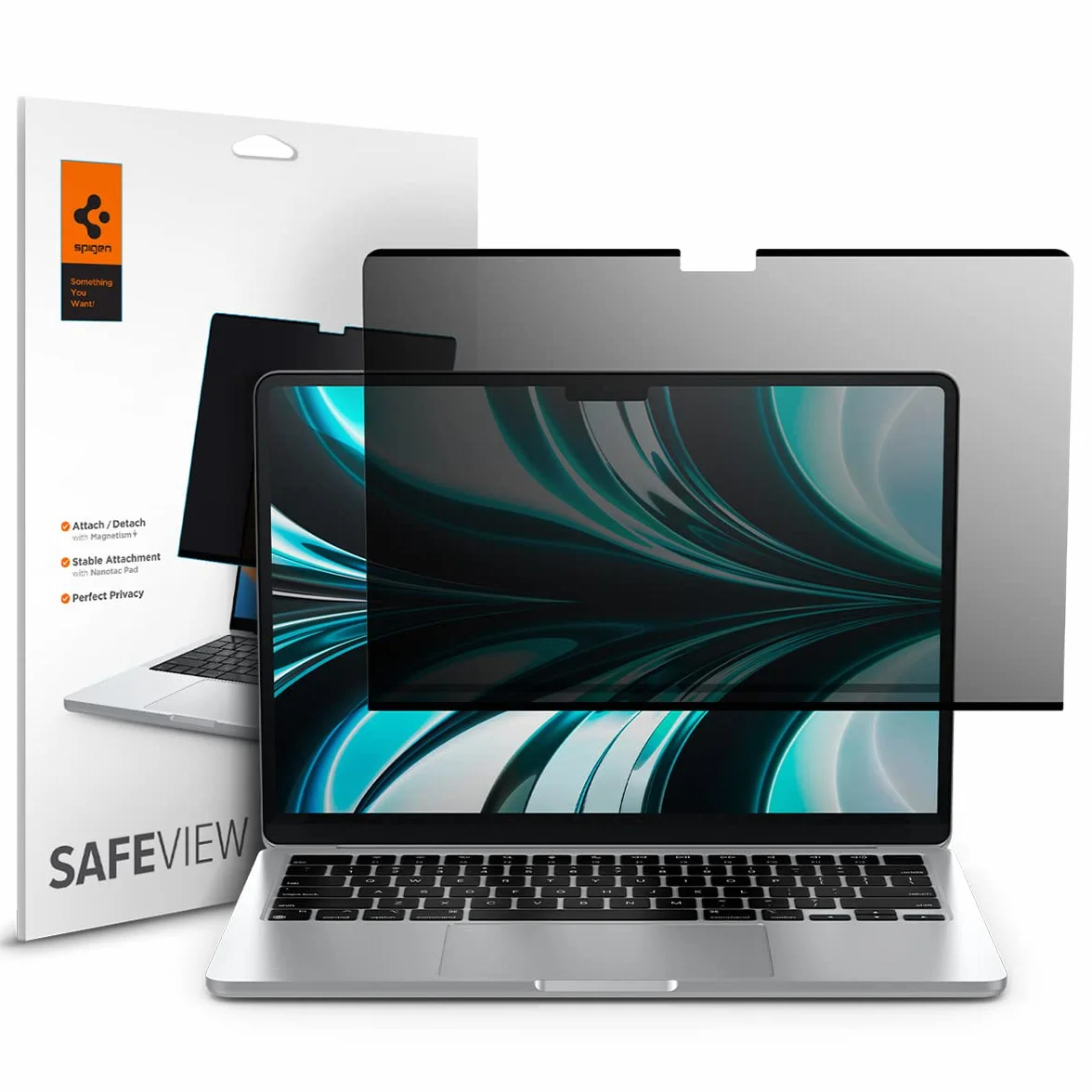Spigen SafeView Filtre de Confidentialité Protection Écran pour MacBook Air 13 Pouces (M5 (2026) / M4 (2025) / M3(2024) / M2 (2022)), 1 Unité, Anti-espion, Extreme Résistant aux Rayures
