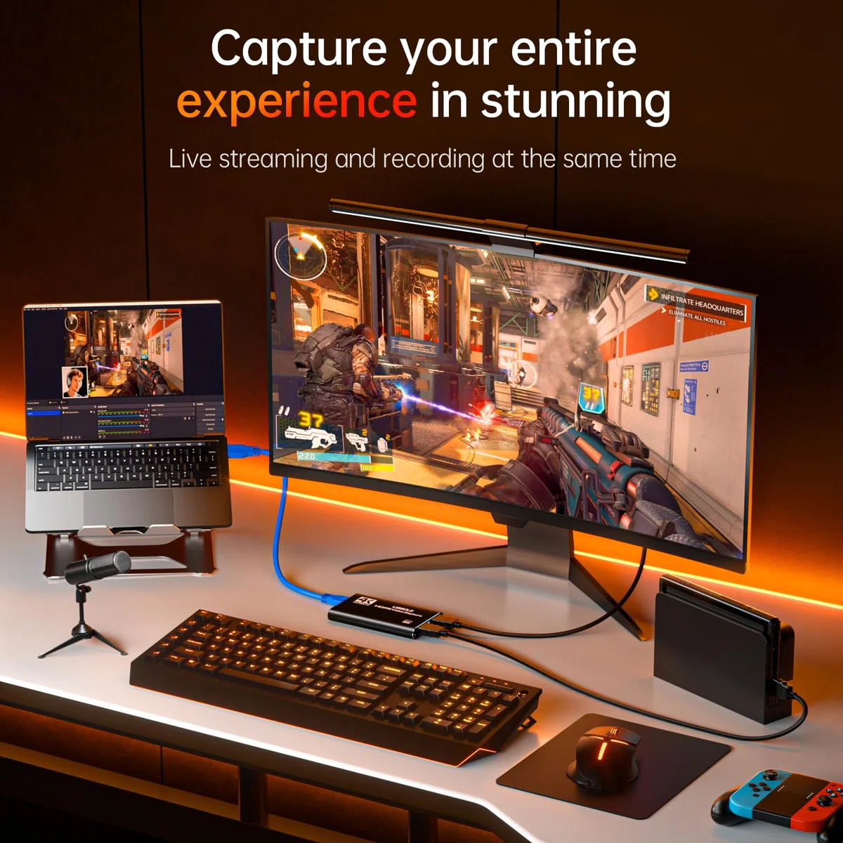 Carte de Capture HDMI Newhope pour Streaming, Capture Full HD 1080P 60FPS USB 3.0 Audio Vidéo, pour Streaming Caméra/Xbox/PS4/PS5/Switch/PC