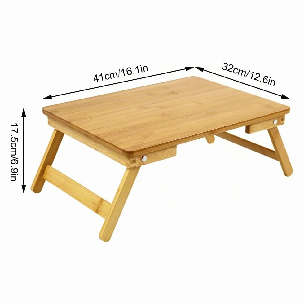 WKWKER Bambou Ordinateur Portable Table De Lap Desk pour Le Lit Petit Déjeuner Plateau De avec Pieds Pliants Table De Lit Portable pour Ordinateur Snack Writing Studio (Naturel)