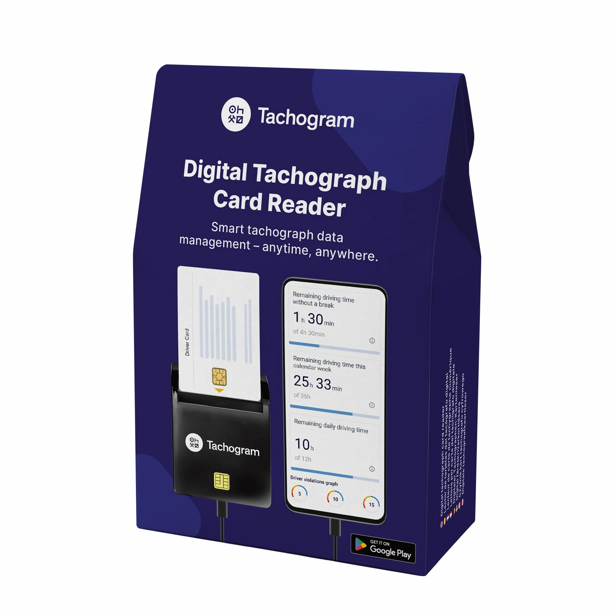 Lecteur de Carte Chronotachygraphe - Lecture, téléchargement, Suivi et Analyse des données tachygraphes des Cartes conducteurs Directement sur Votre téléphone avec Tachogram