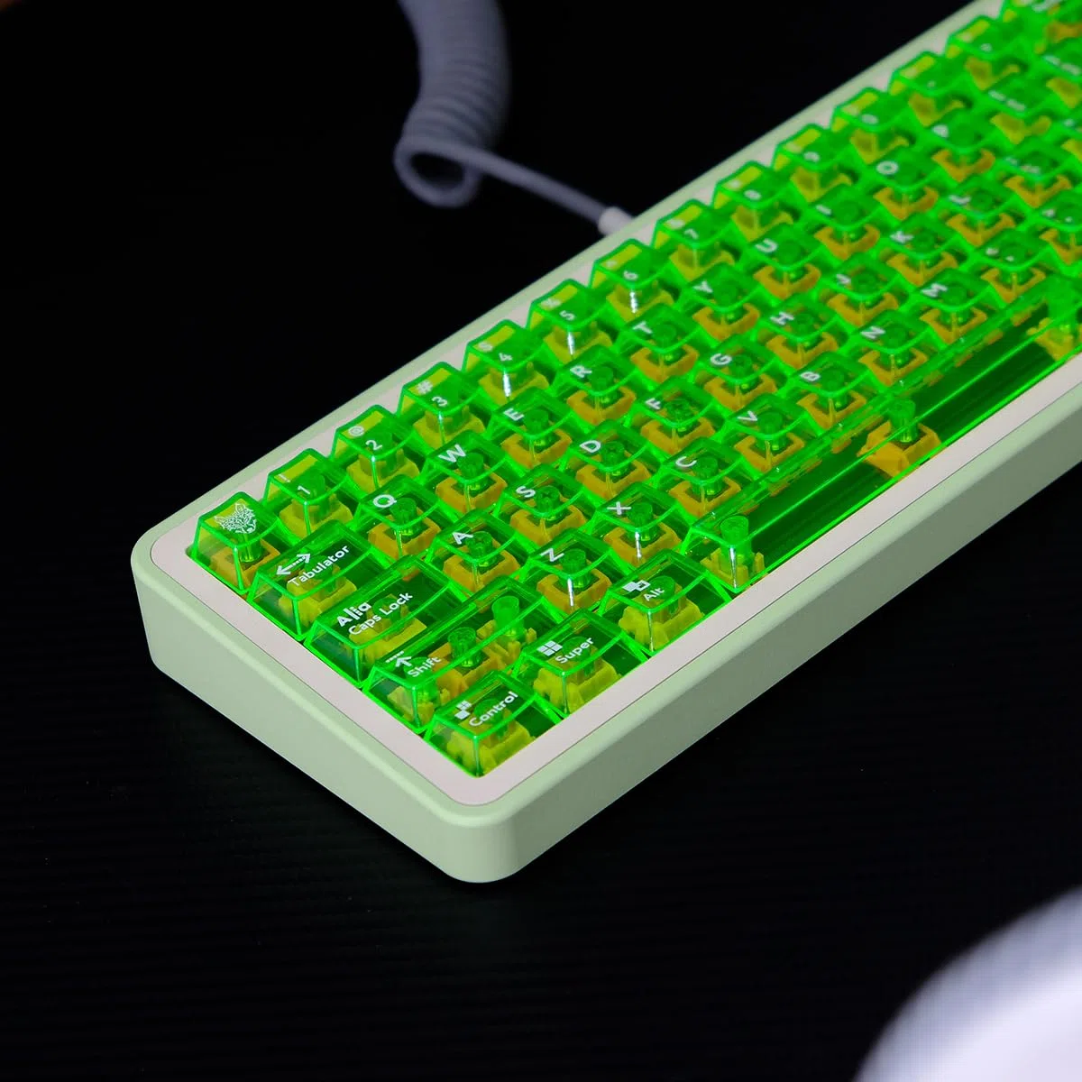 Lot de 114 Touches Transparentes pour Clavier mécanique Cherry MX, Profil Cherry, Vert Vif et Transparent